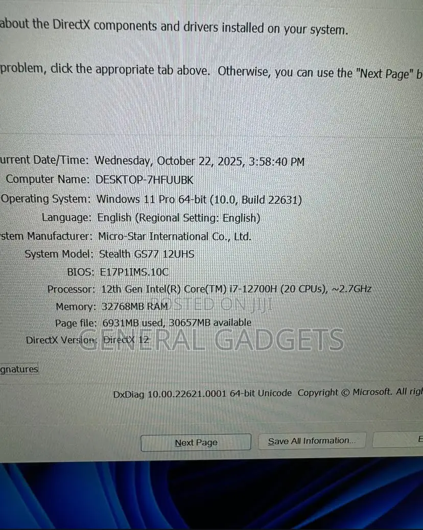 Laptop MSI Stealth GS77 32GB Intel Core I7 SSD 1T