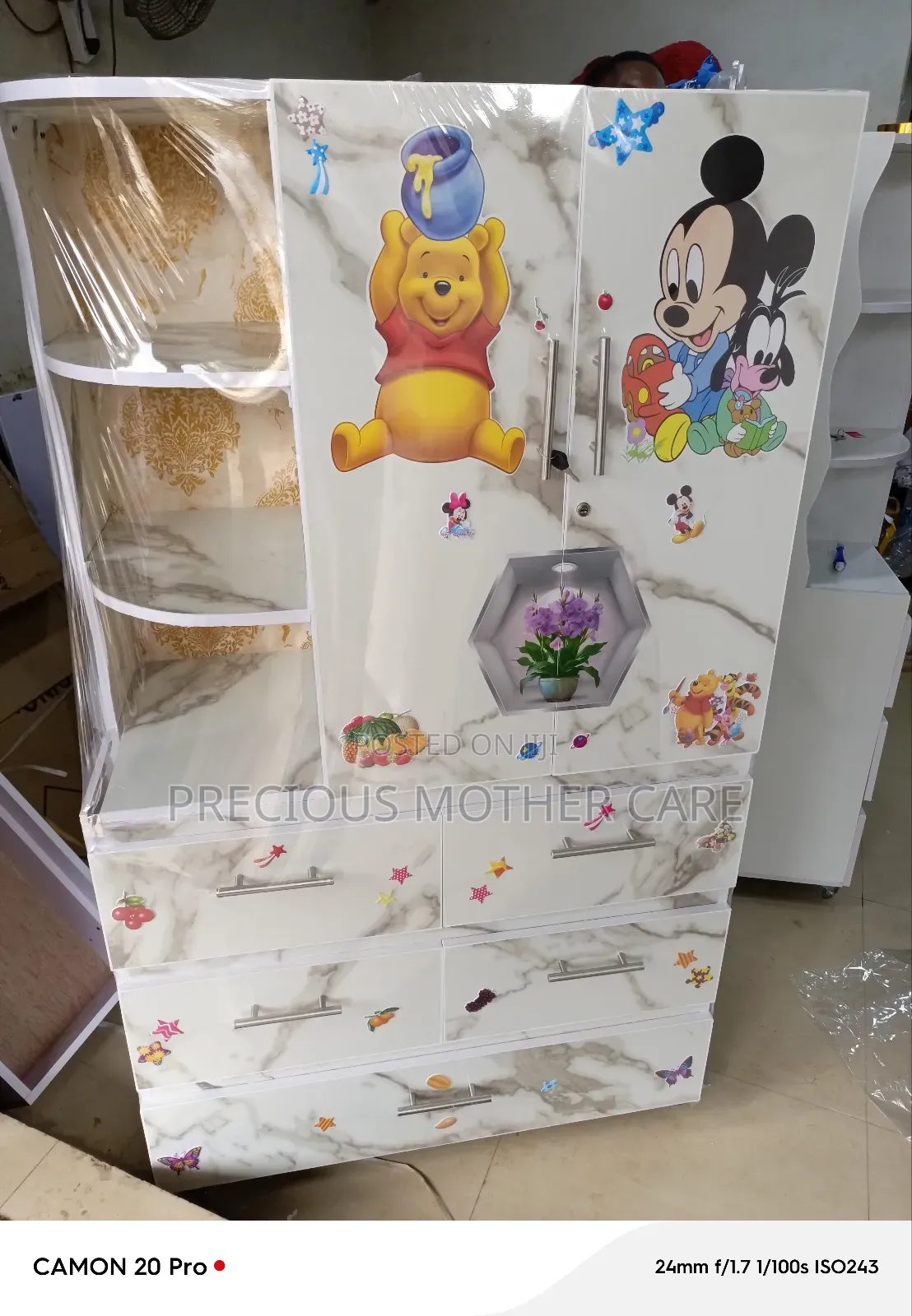 Big Wide 7 Doors Baby Wooden With 3 Layer Storage