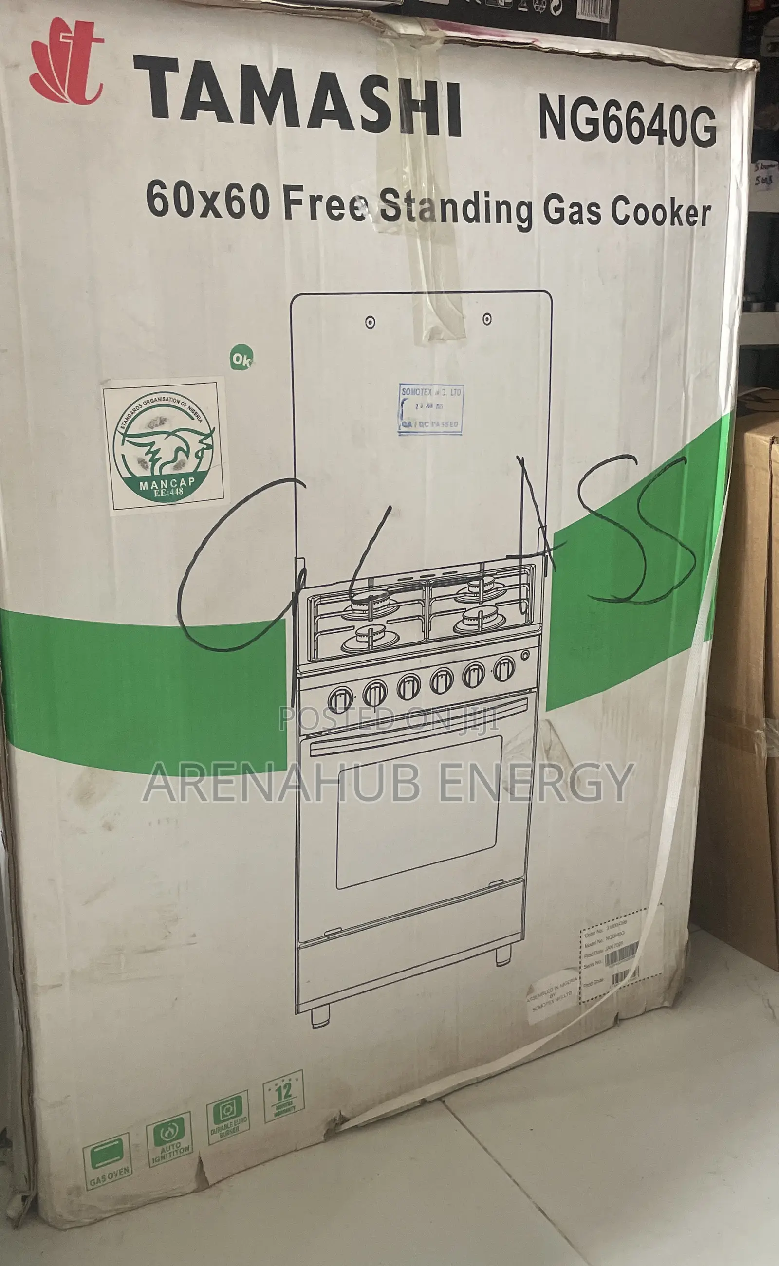 60 X 60 Free Standing Gas Cooker Tamashi Ng6640g