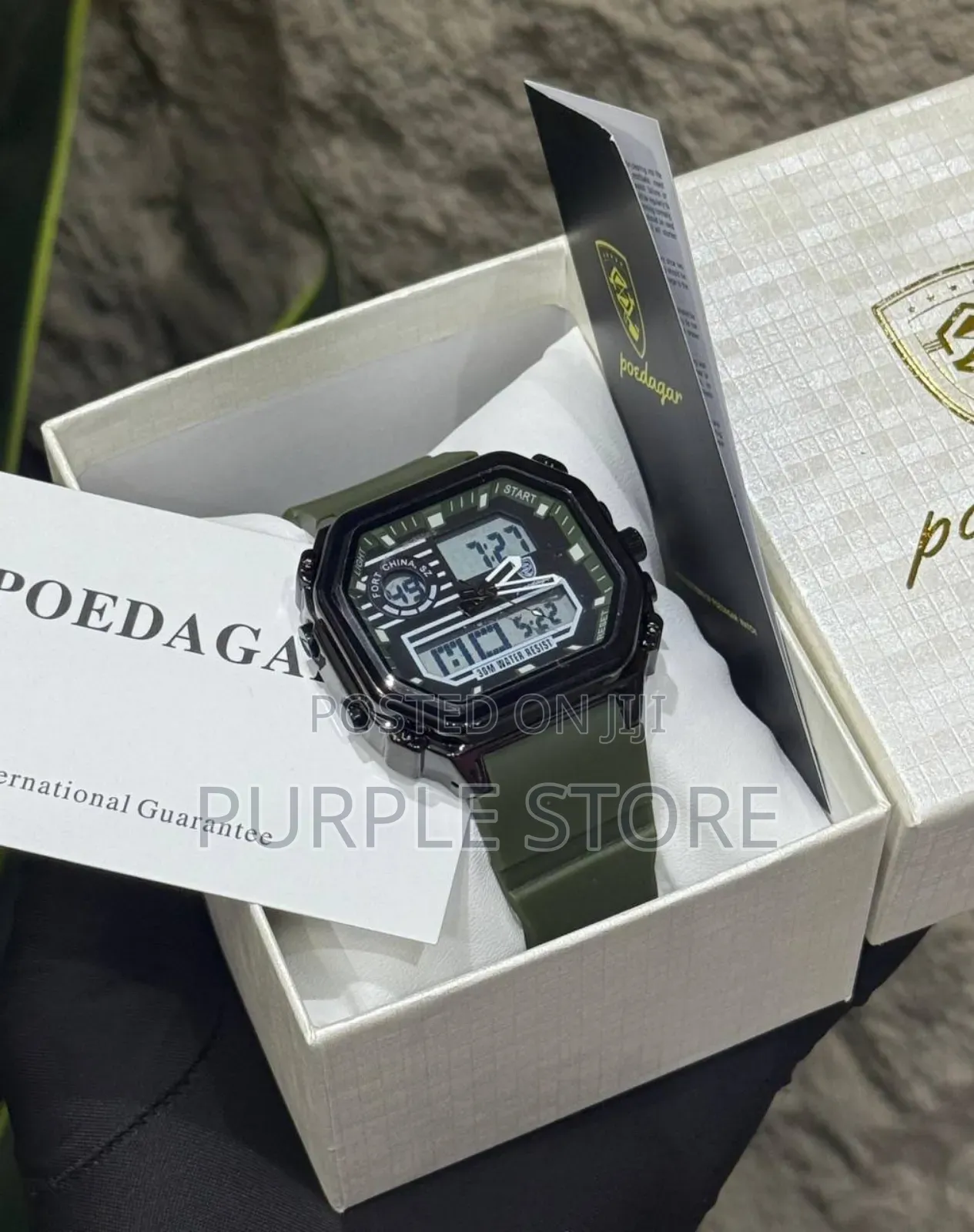 Dual Time Quality Rubber, Strap. Poedagar Watches