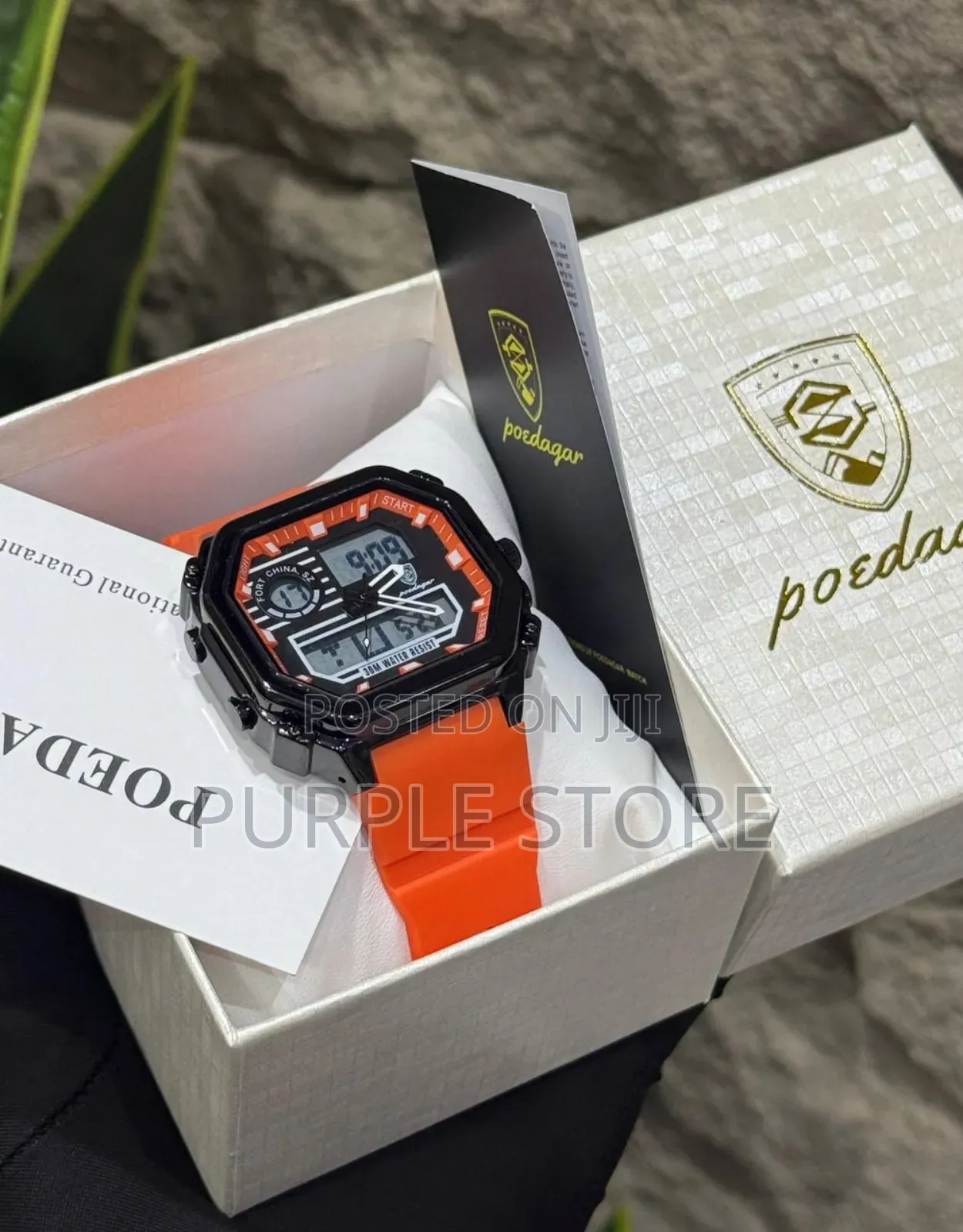 Dual Time Quality Rubber, Strap. Poedagar Watches