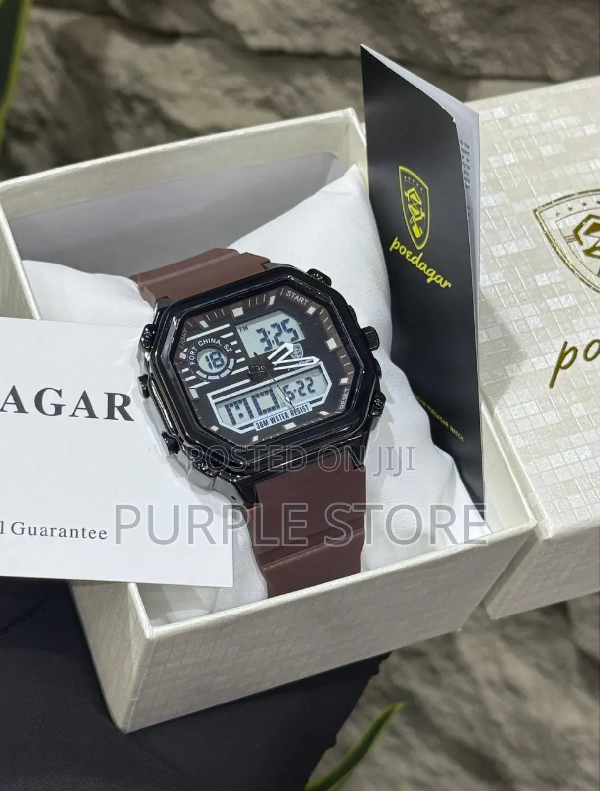 Dual Time Quality Rubber, Strap. Poedagar Watches