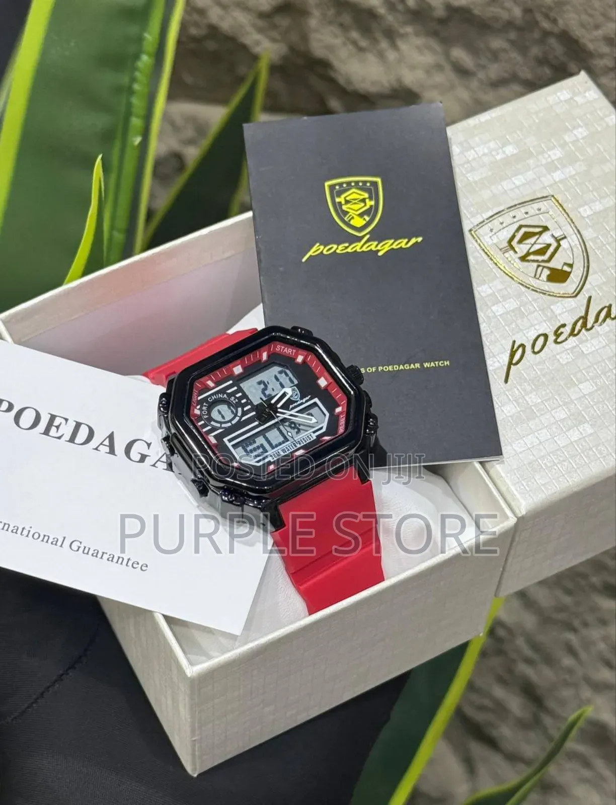 Dual Time Quality Rubber, Strap. Poedagar Watches