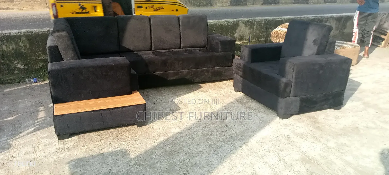 Black Lshaped Sofa Sets With Side Board