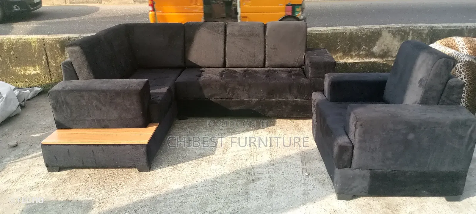 Black Lshaped Sofa Sets With Side Board