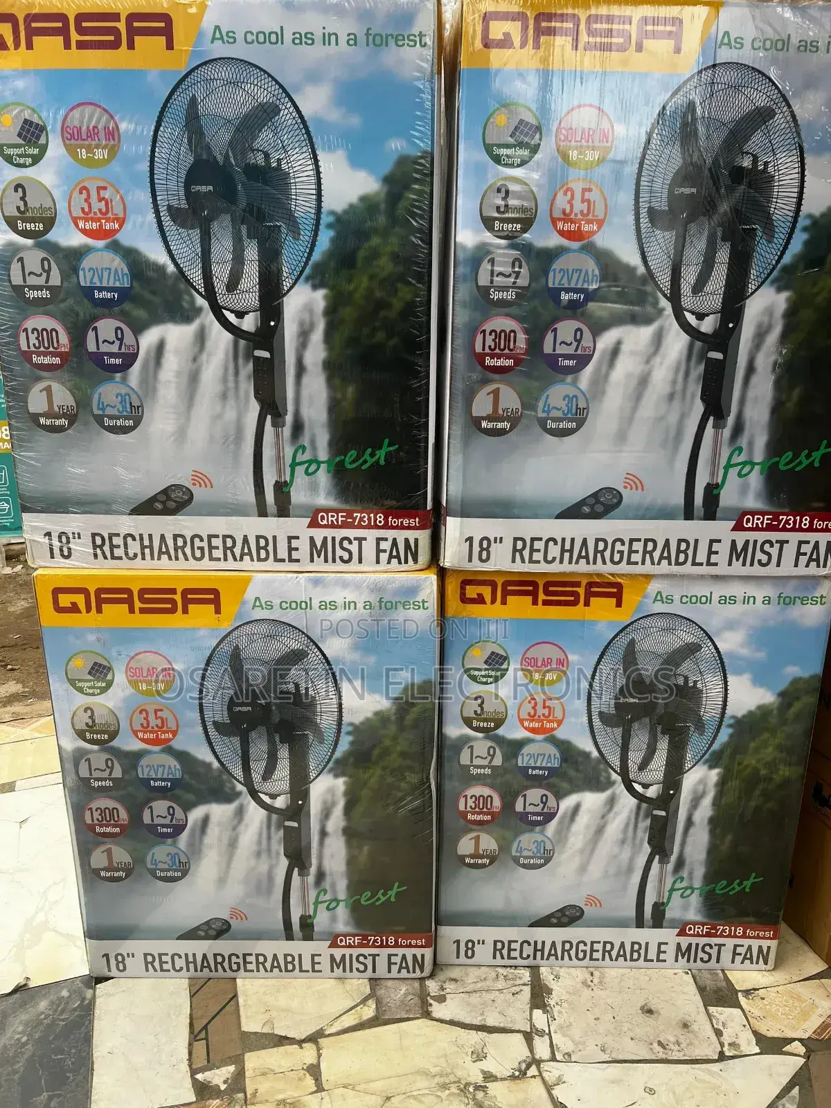 Qasa Rechargeable Mist Fan 18 Inches