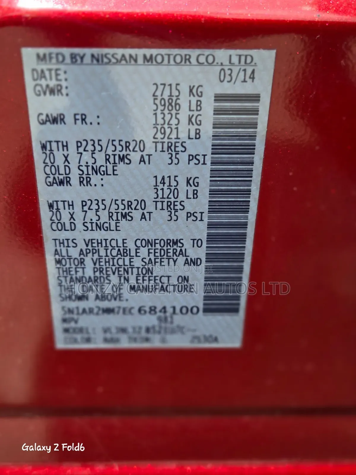 Nissan Pathfinder Platinum 4dr SUV 4WD (3.5L 6cyl CVT) 2014 Red