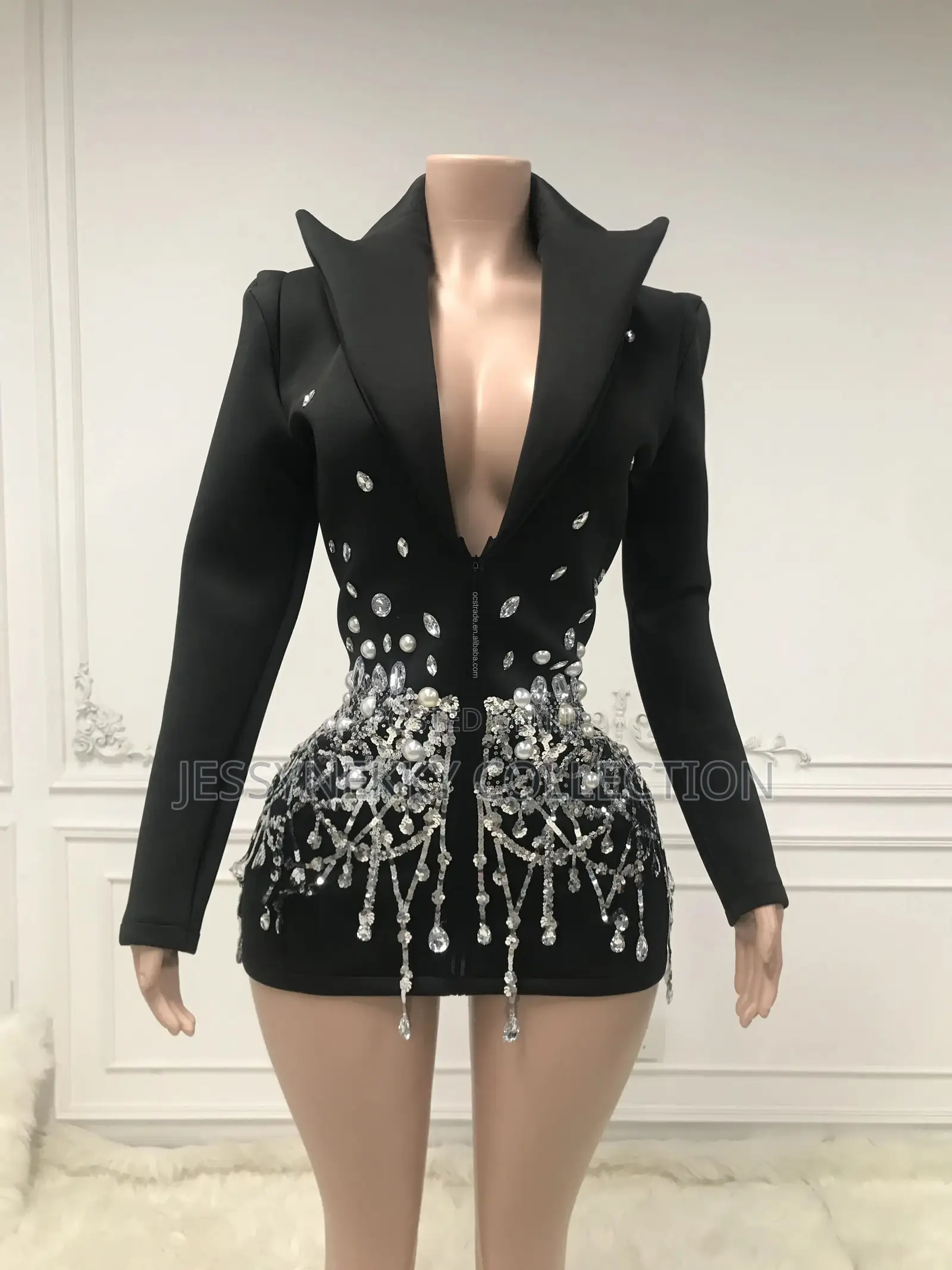 New Luxurious Quality Ladies Rhinestone Blazer Gown