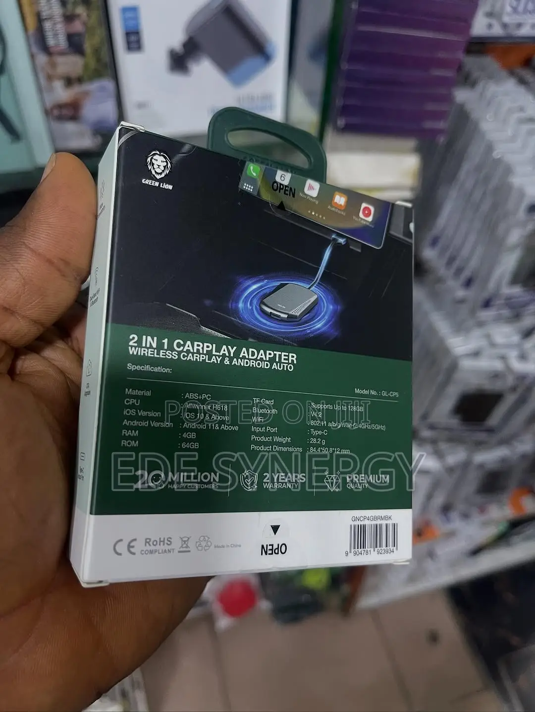 Green Loin Wireless Car Play Adapter and Android Auto 4gb+64gb