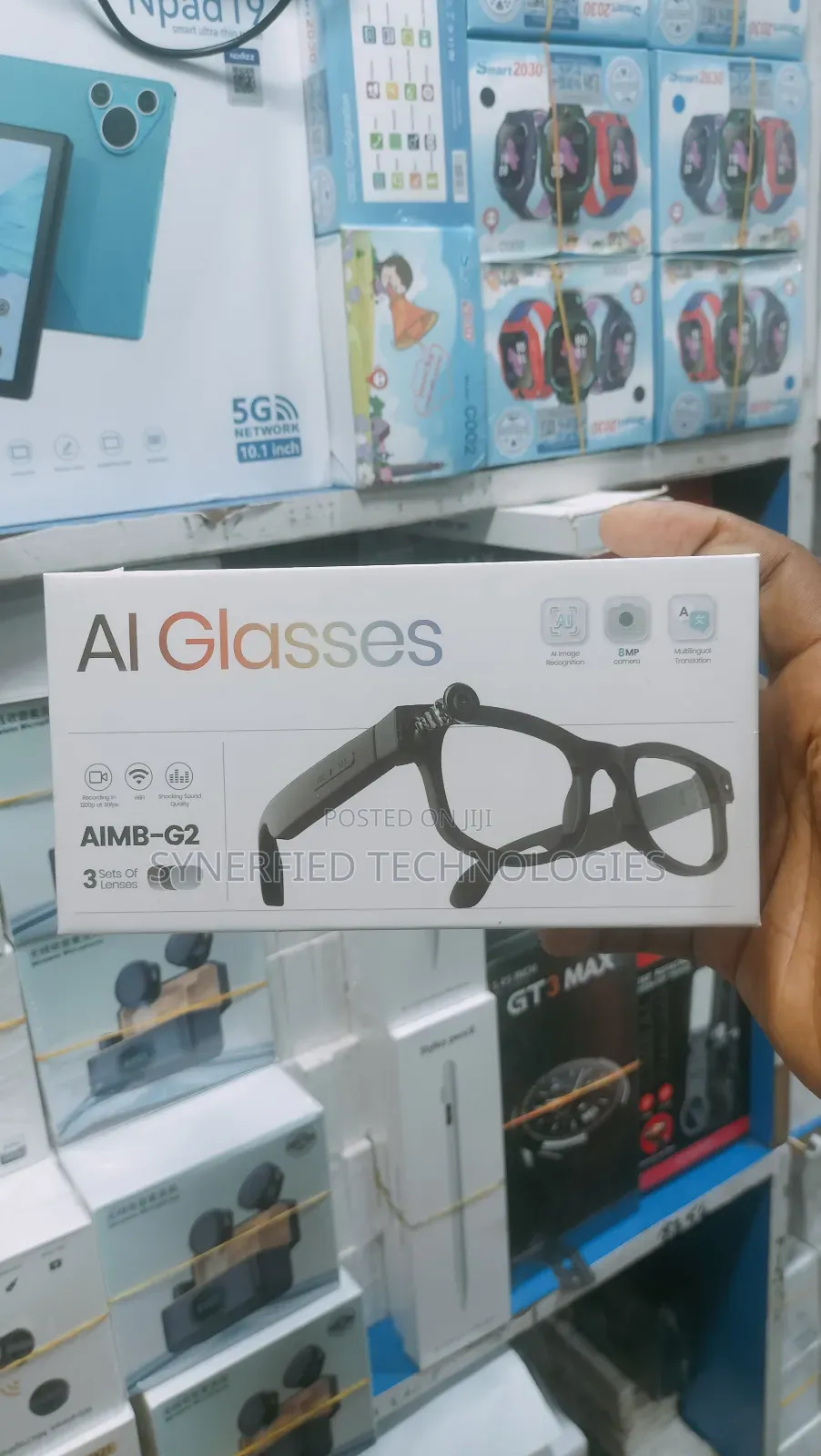Aimb-G2 Smart Glasses With 3 Lens 8mp Camera for Ai Translation