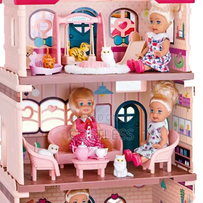 Diy Kid's Pretend Play House Toys Plastic Girls Doll Villa