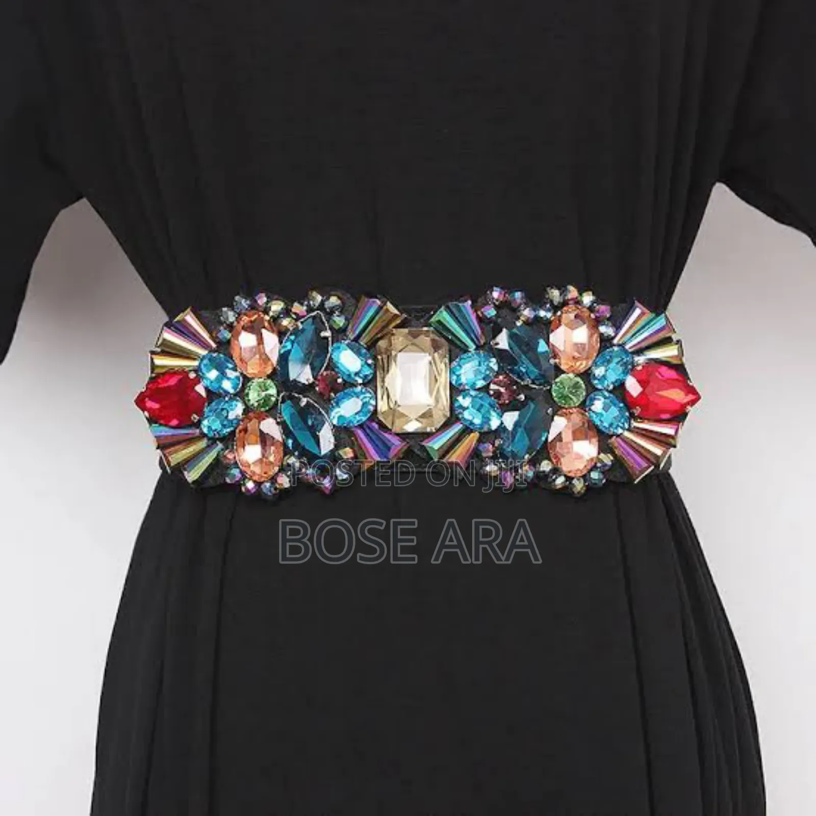 Rhinestone Ladies Waist Belt Elastic Band Colorful Crystal Bead Belt
