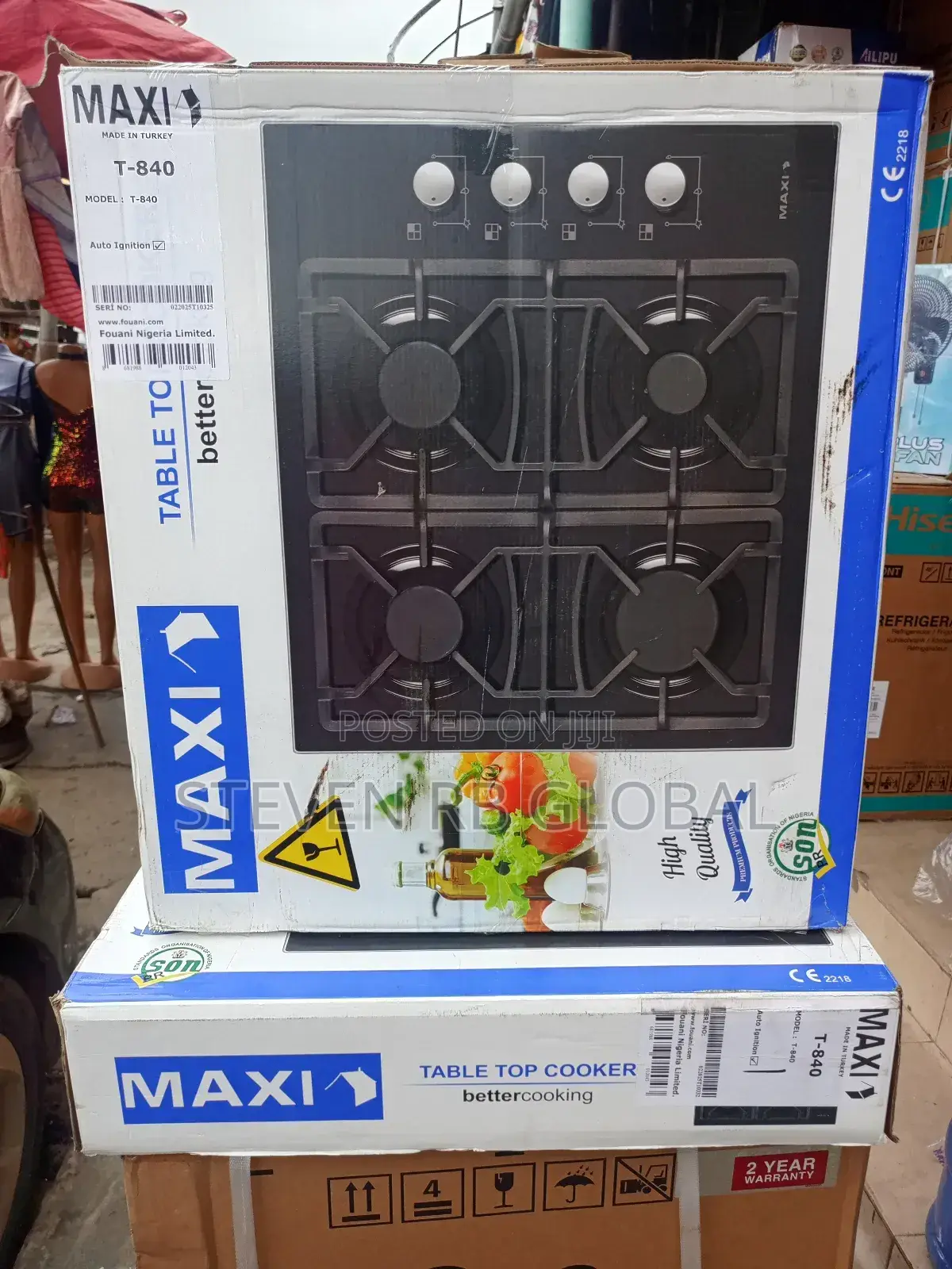 Maxi Table Top Gas Cooker 60x60 (Black) | Maxi 6060 T-840