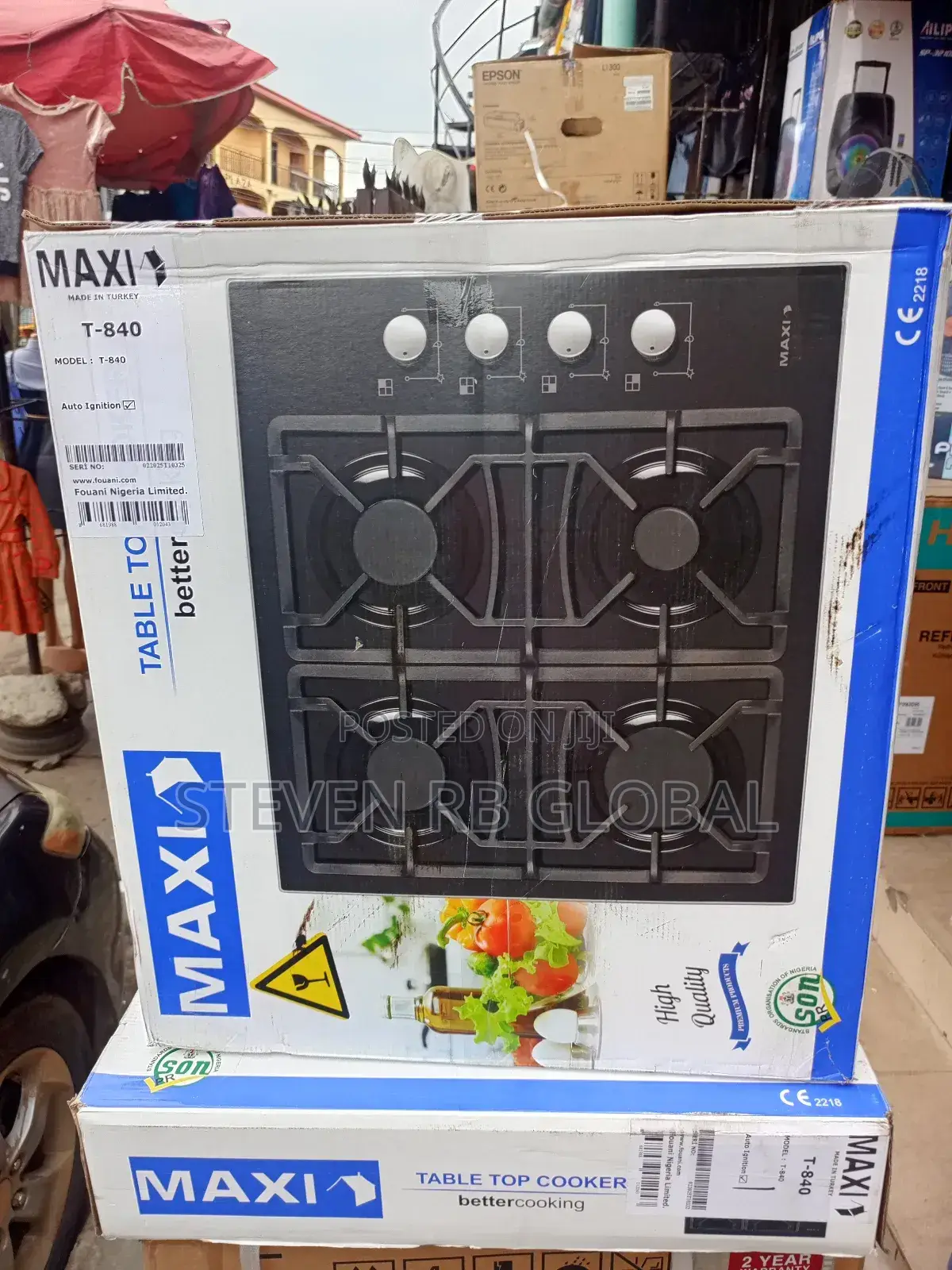 Maxi Table Top Gas Cooker 60x60 (Black) | Maxi 6060 T-840
