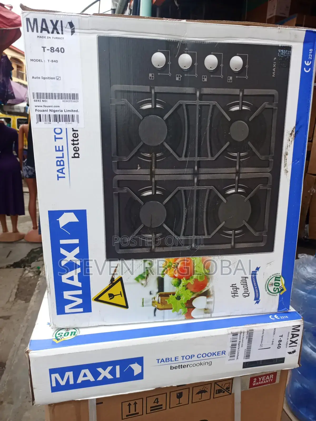 Maxi Table Top Gas Cooker 60x60 (Black) | Maxi 6060 T-840