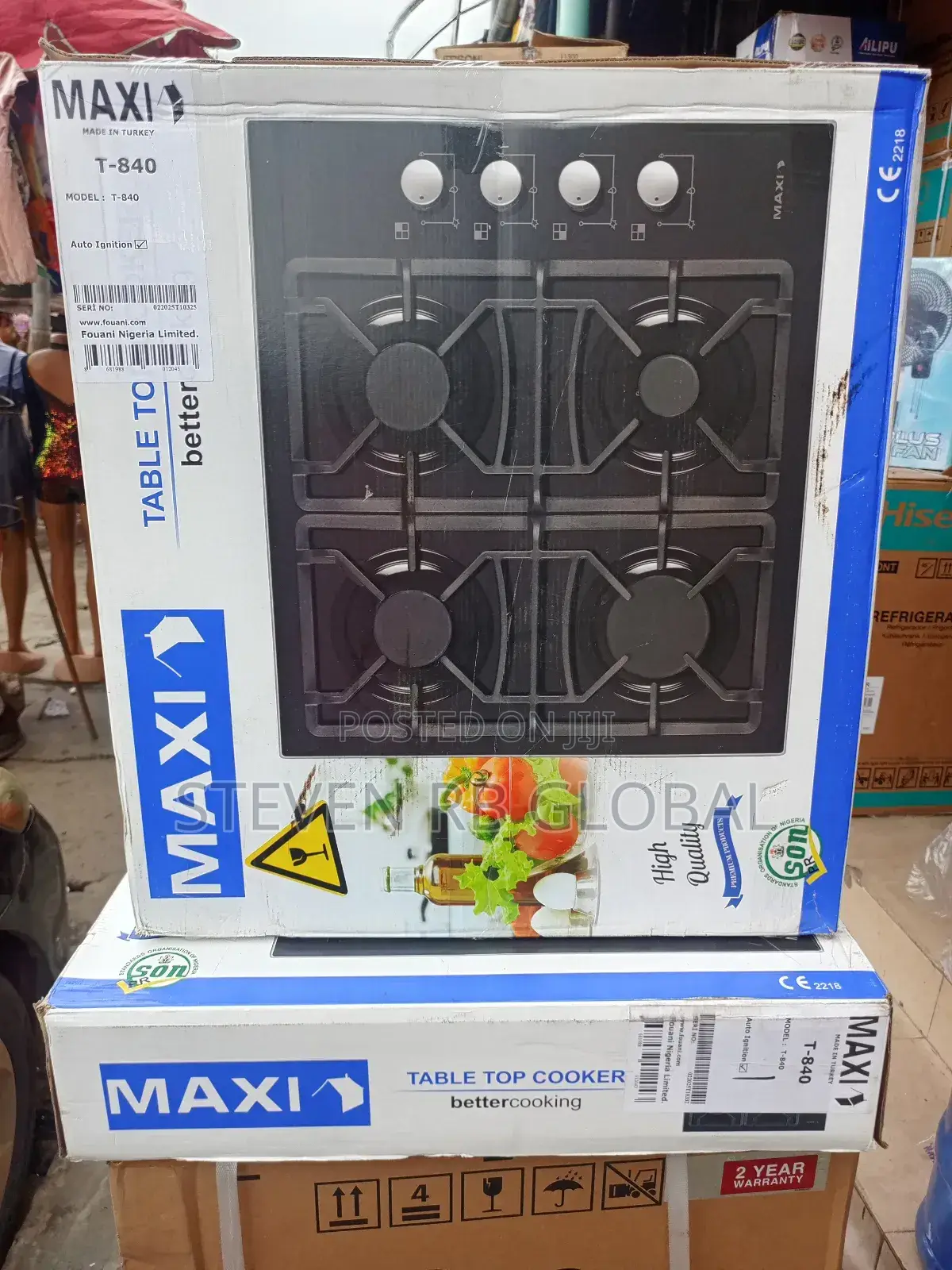 Maxi Table Top Gas Cooker 60x60 (Black) | Maxi 6060 T-840
