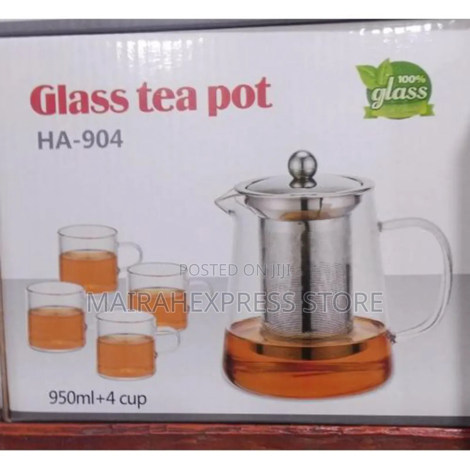 950ml Heat Resistant Glass Tea Pot With 4cups (T361)