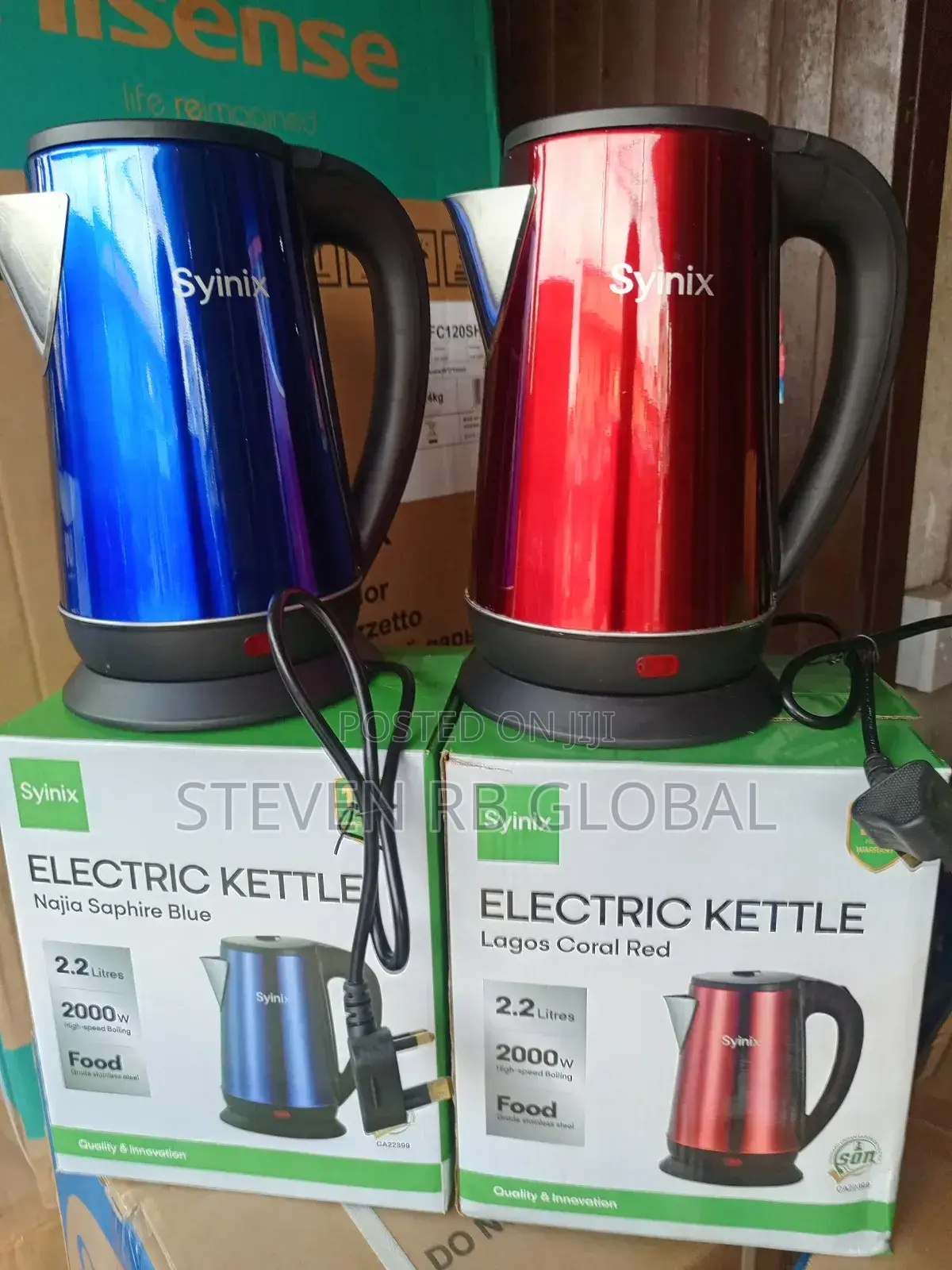 Syinix 2.2l Electric Kettle (Red / Blue) 2.2l | 2000w |Fast Boiling