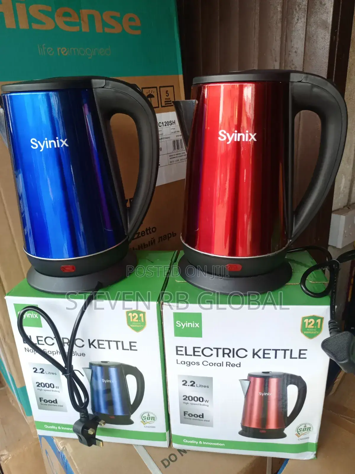 Syinix 2.2l Electric Kettle (Red / Blue) 2.2l | 2000w |Fast Boiling