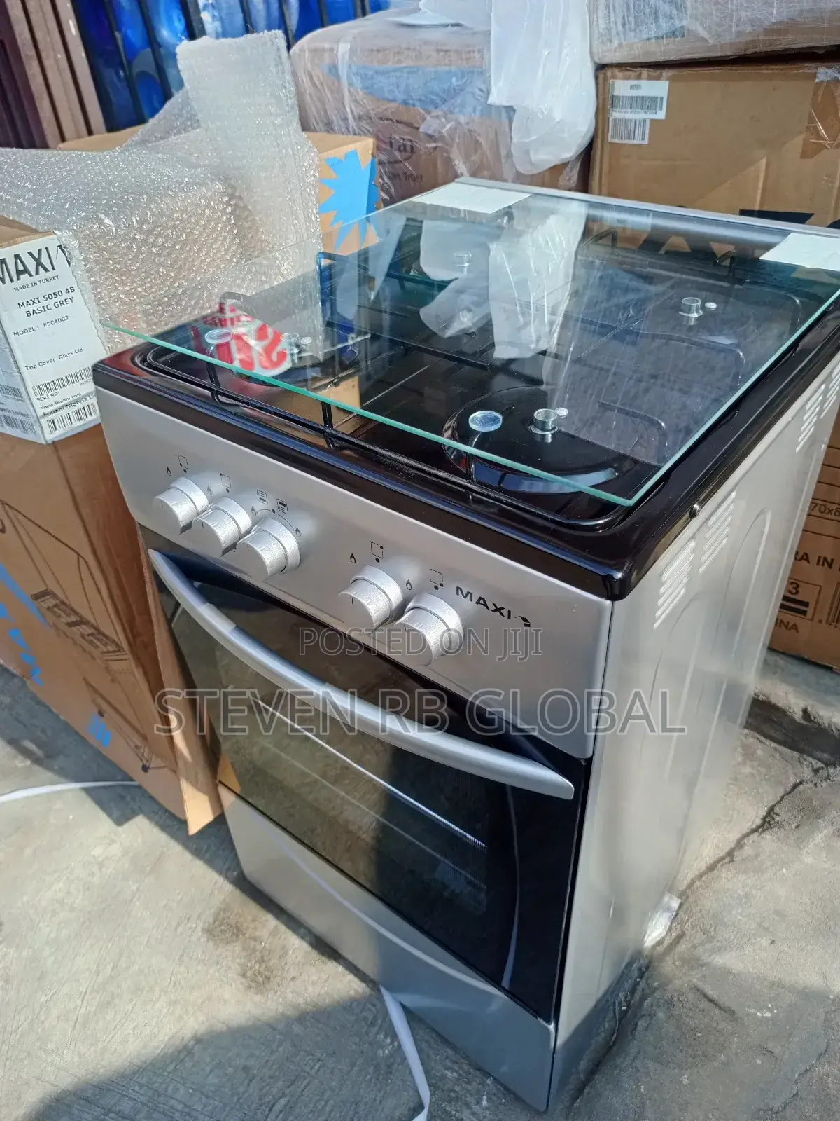 Maxi 50×50 4-Burner Gas Cooker | Maxi 5050 4b – Black Grey