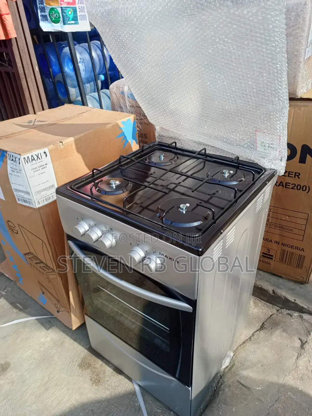 Maxi 50×50 4-Burner Gas Cooker | Maxi 5050 4b – Black Grey