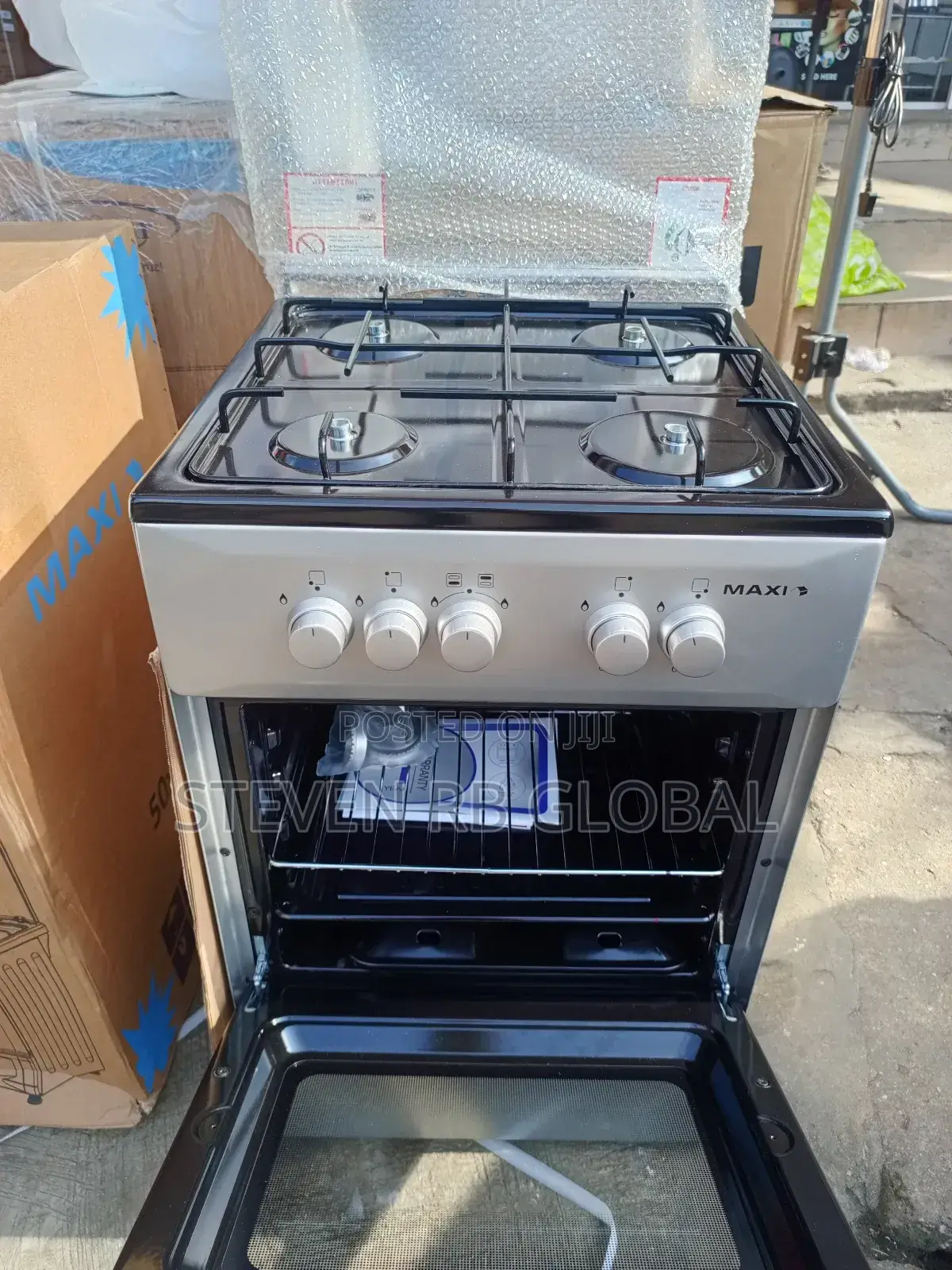 Maxi 50×50 4-Burner Gas Cooker | Maxi 5050 4b – Black Grey