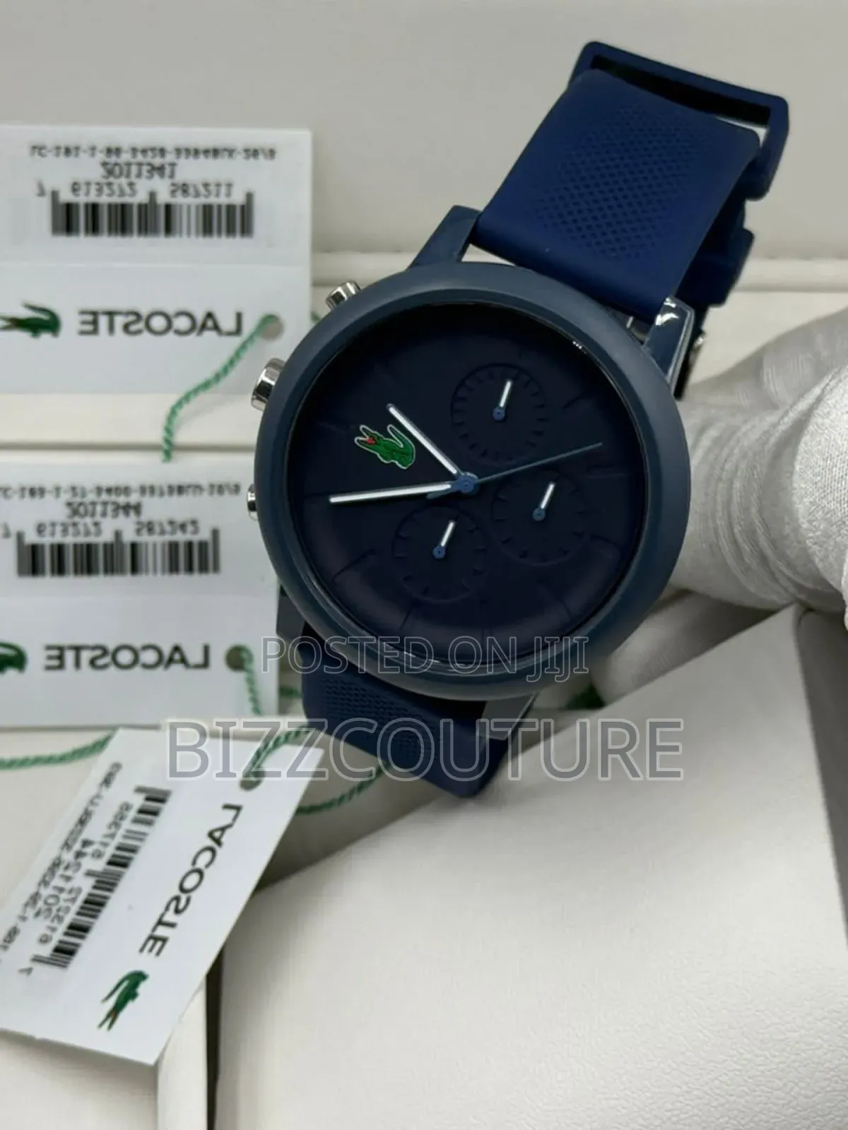 Original Lacoste Blue Faux Leather Strap Quartz Watch in Store