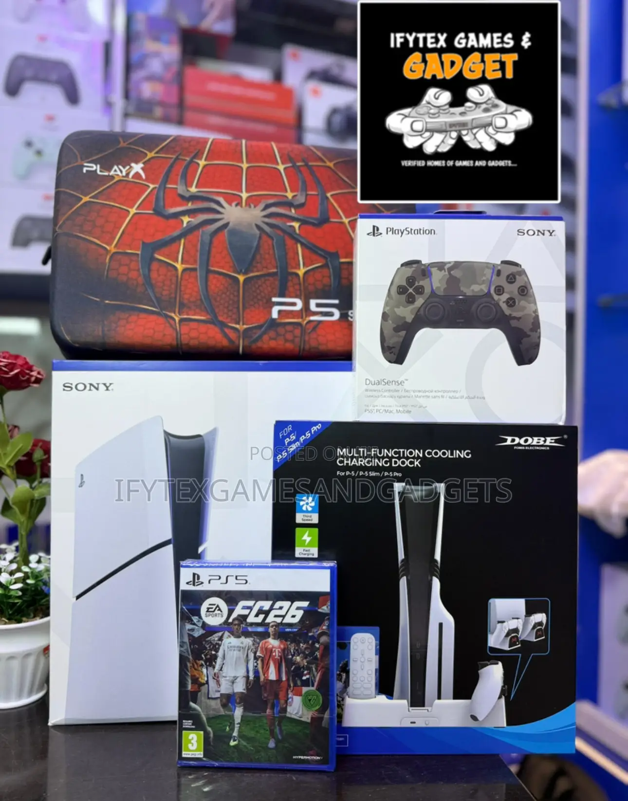 New Ps 5 Slim 1tb With Extra Pad , Fc26 Disc , Cooling Stand , Bag