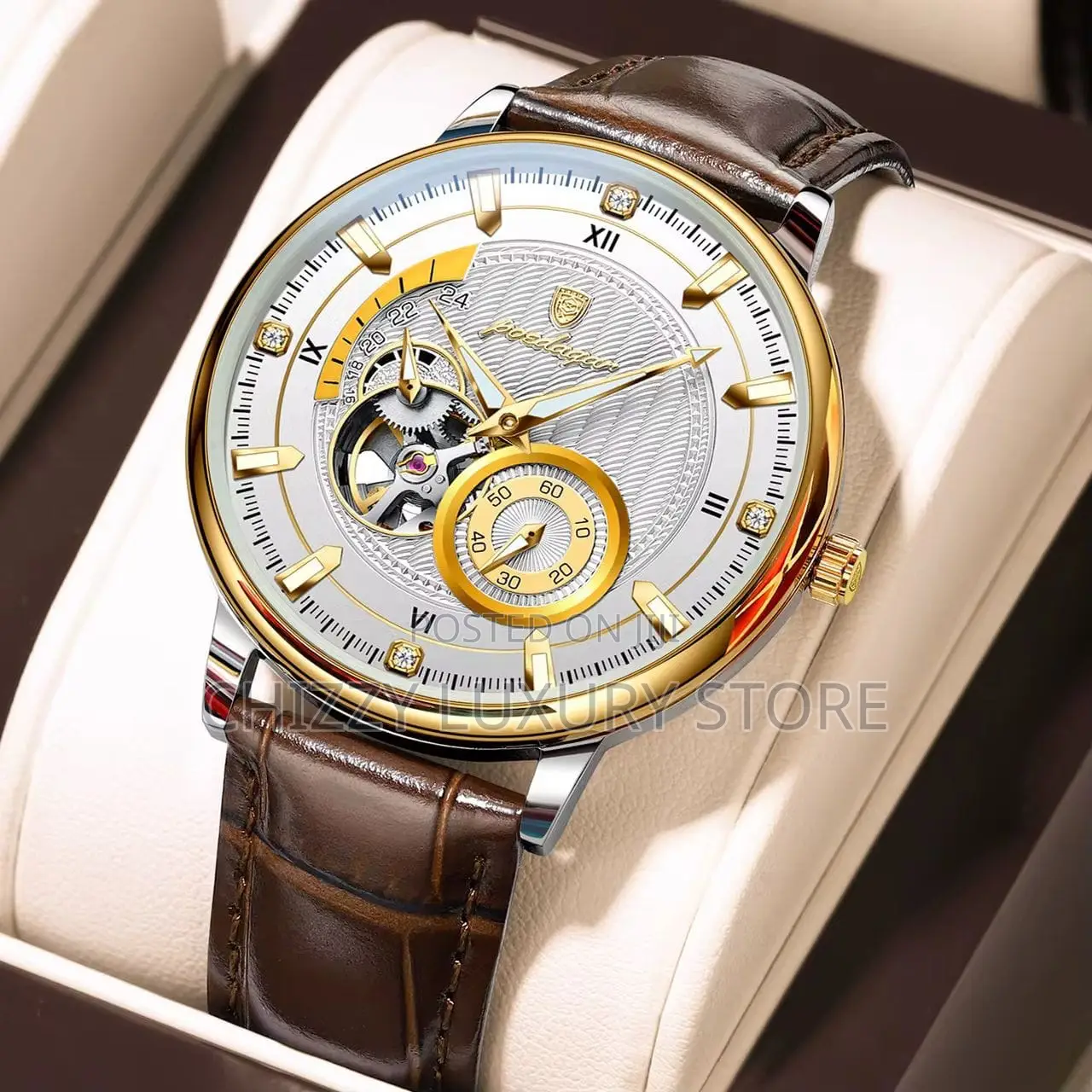 Poedagar Quality Men Genuine Leather Wristwatch