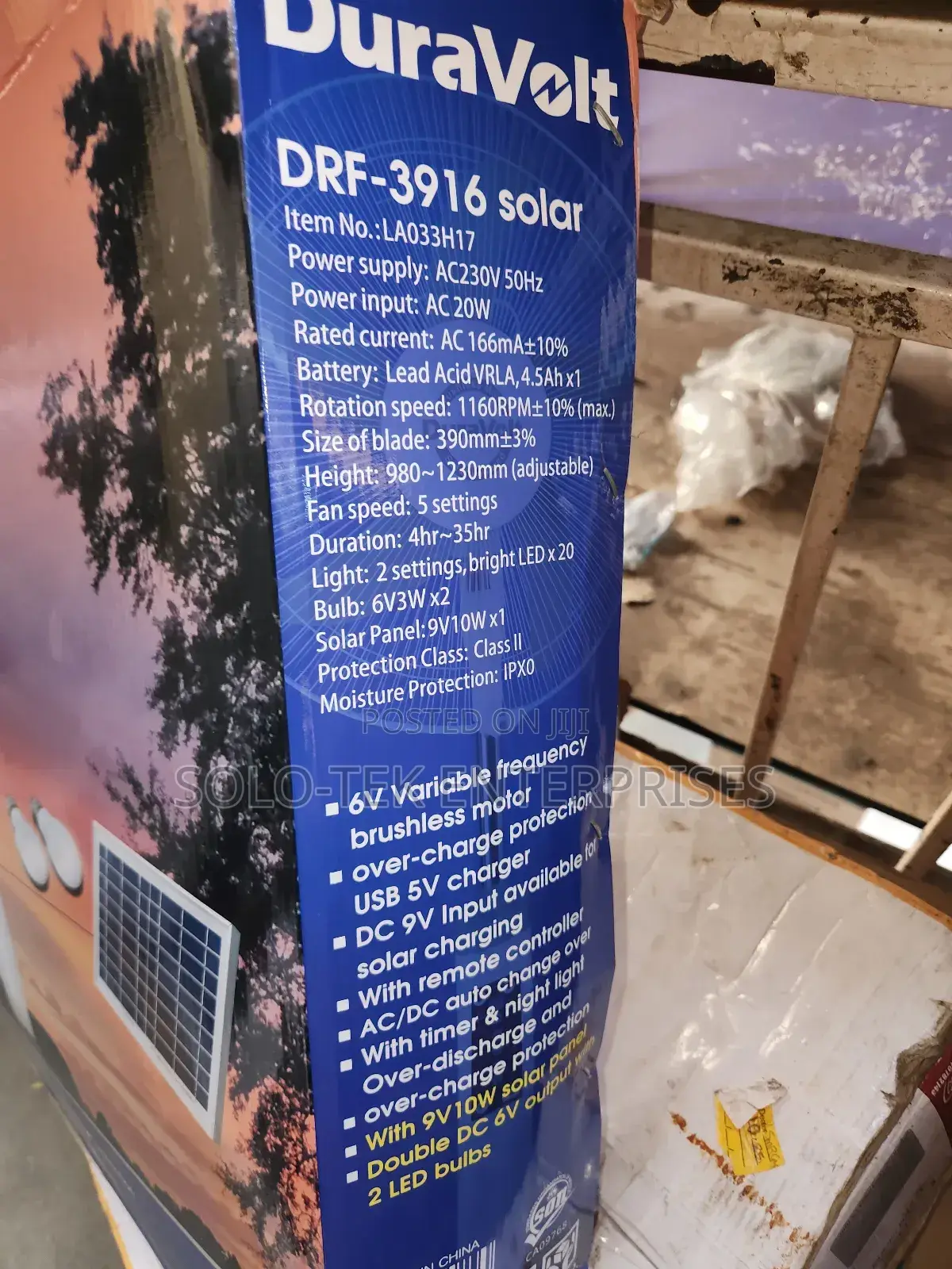 Solar Rechargeable Fan