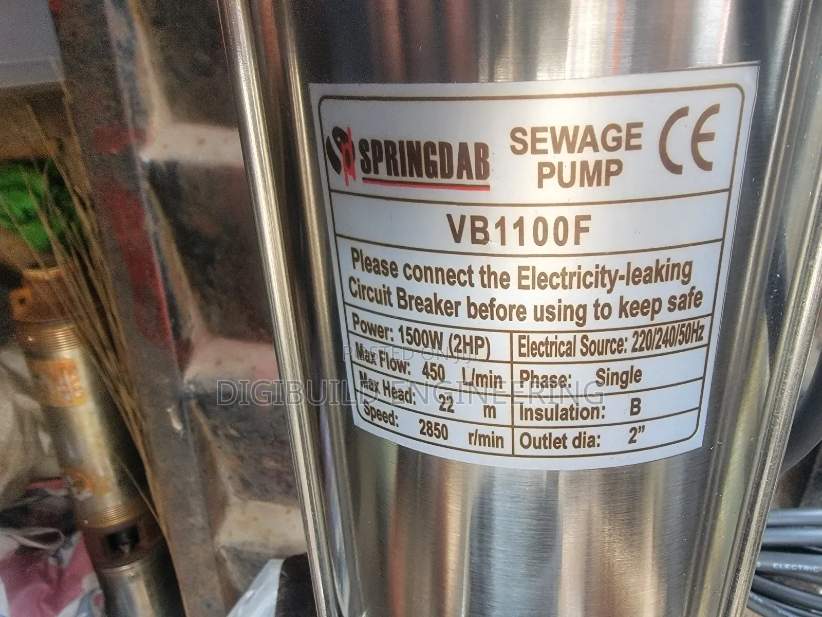 2hp Springdab Sewage Submersible Pump