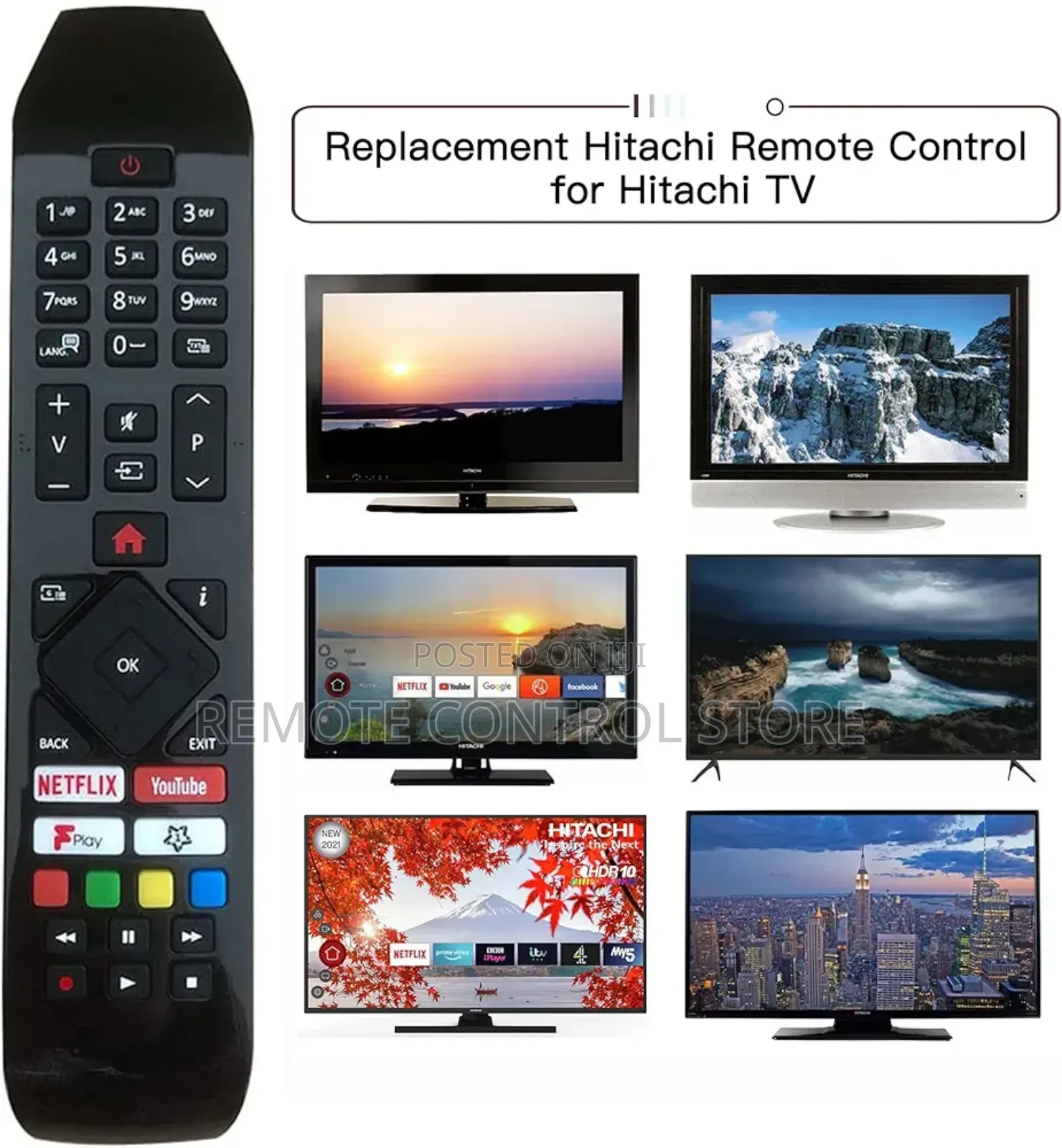 Remote Control for Hitachi Tv With Netflix Youtube Buttons
