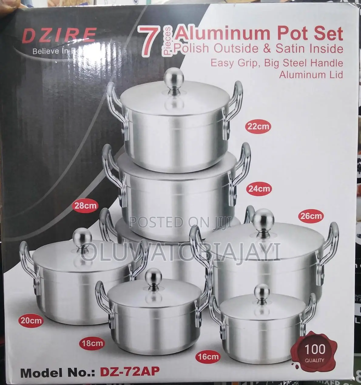 *Dzire 7pcs Aluminium Pot* _16,18,20,22,24,26 And 28cm Pots_  *₦65,000