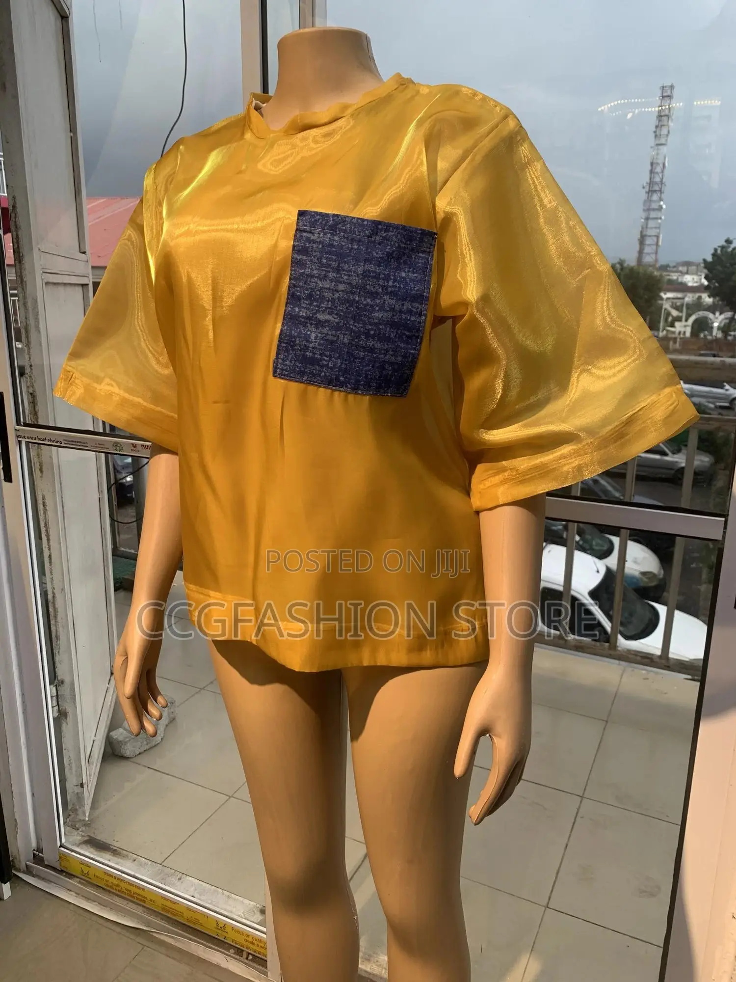 Gold Color Organza Top