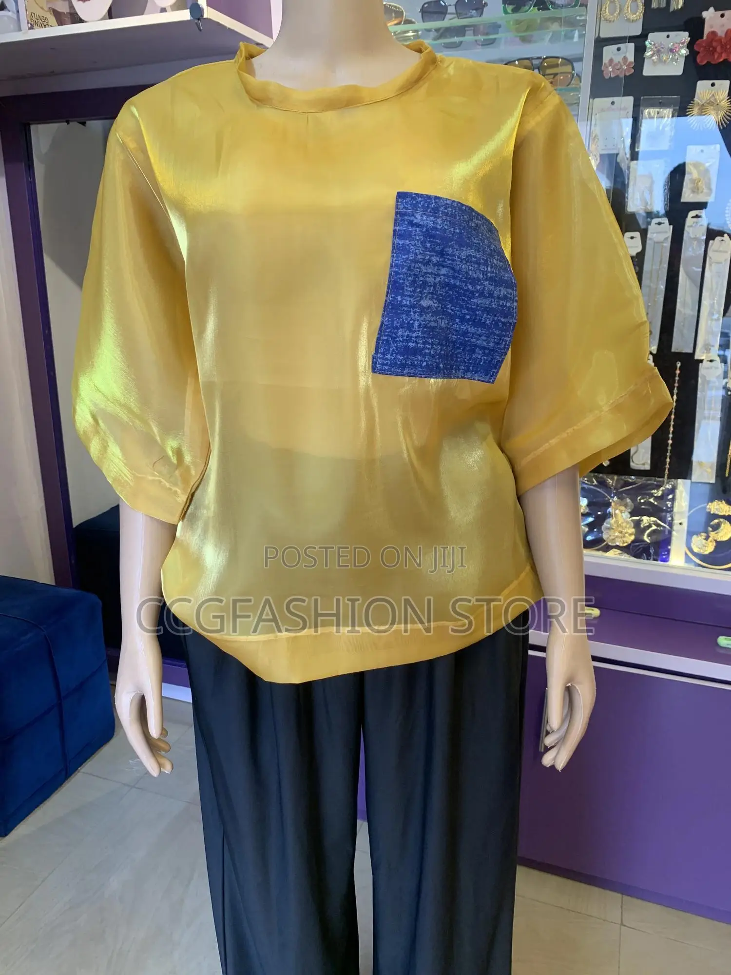 Gold Color Organza Top