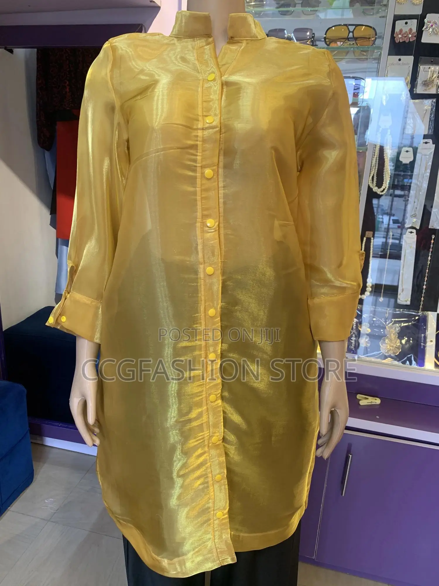 Gold Color Organza Top