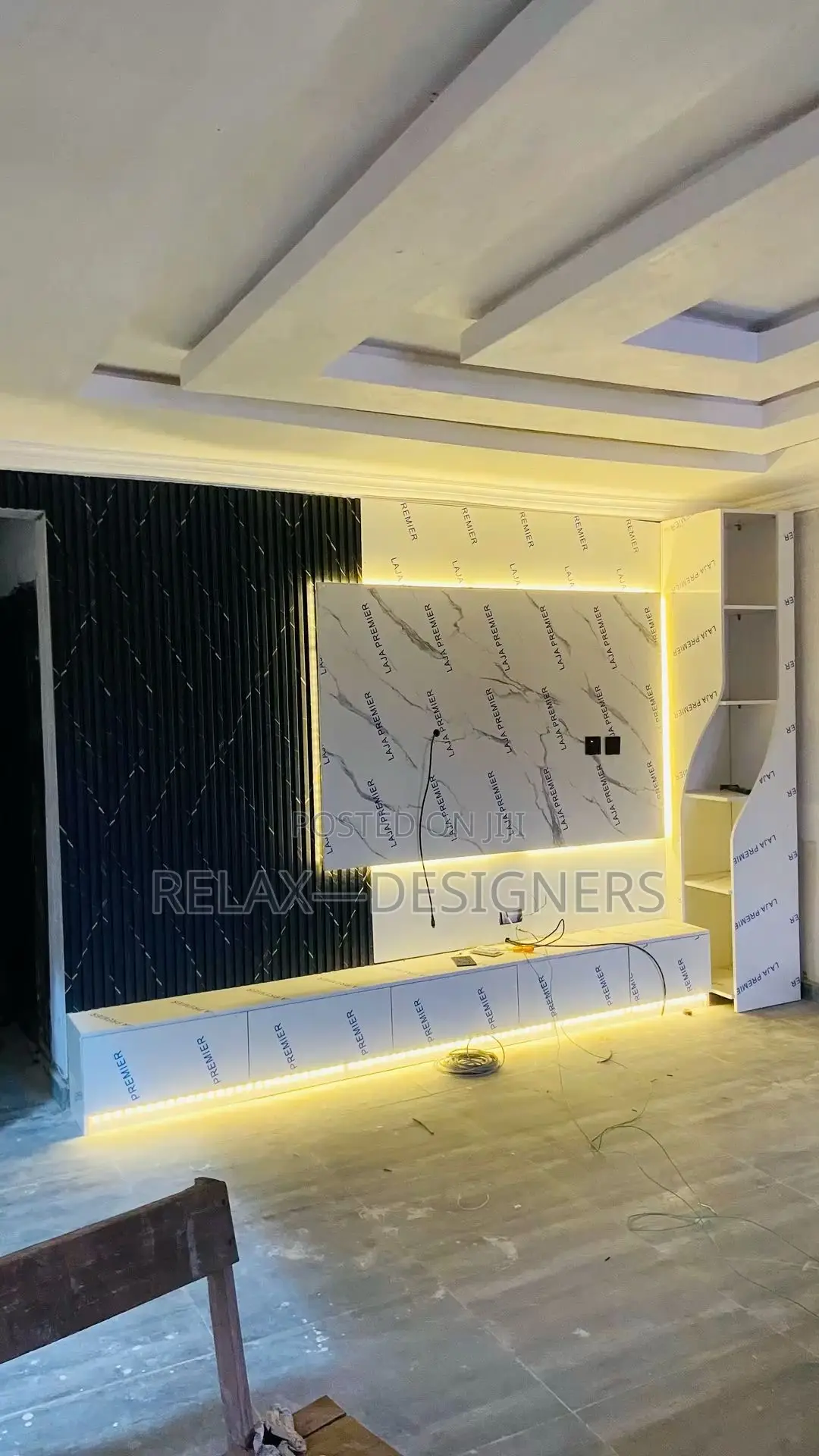 Half White/ Half Marble Tv  Console