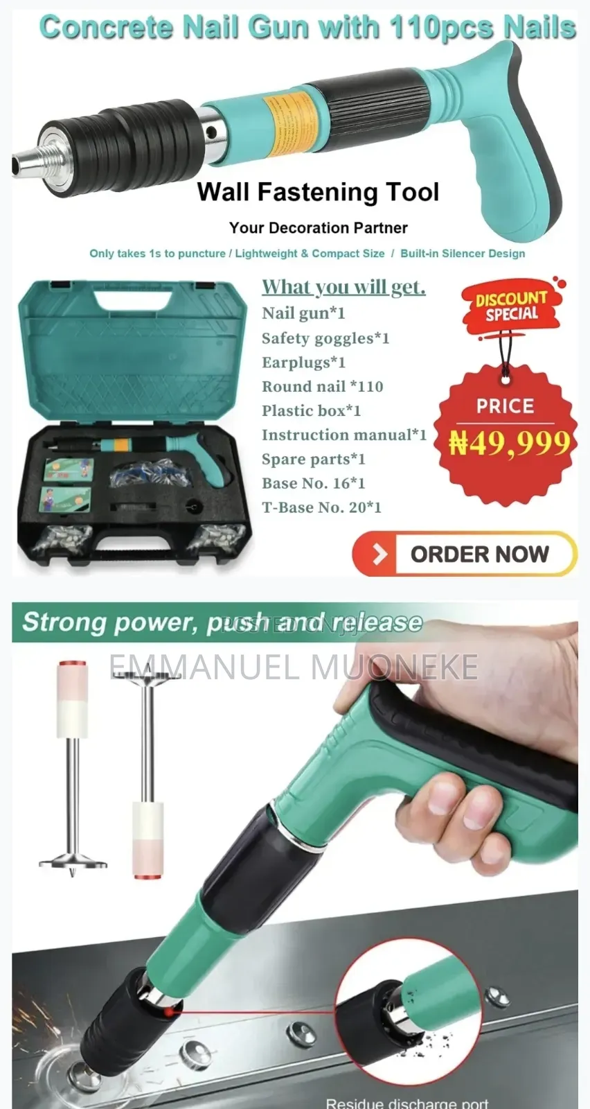 Manual Nail Gun With 110 Nails Kit
