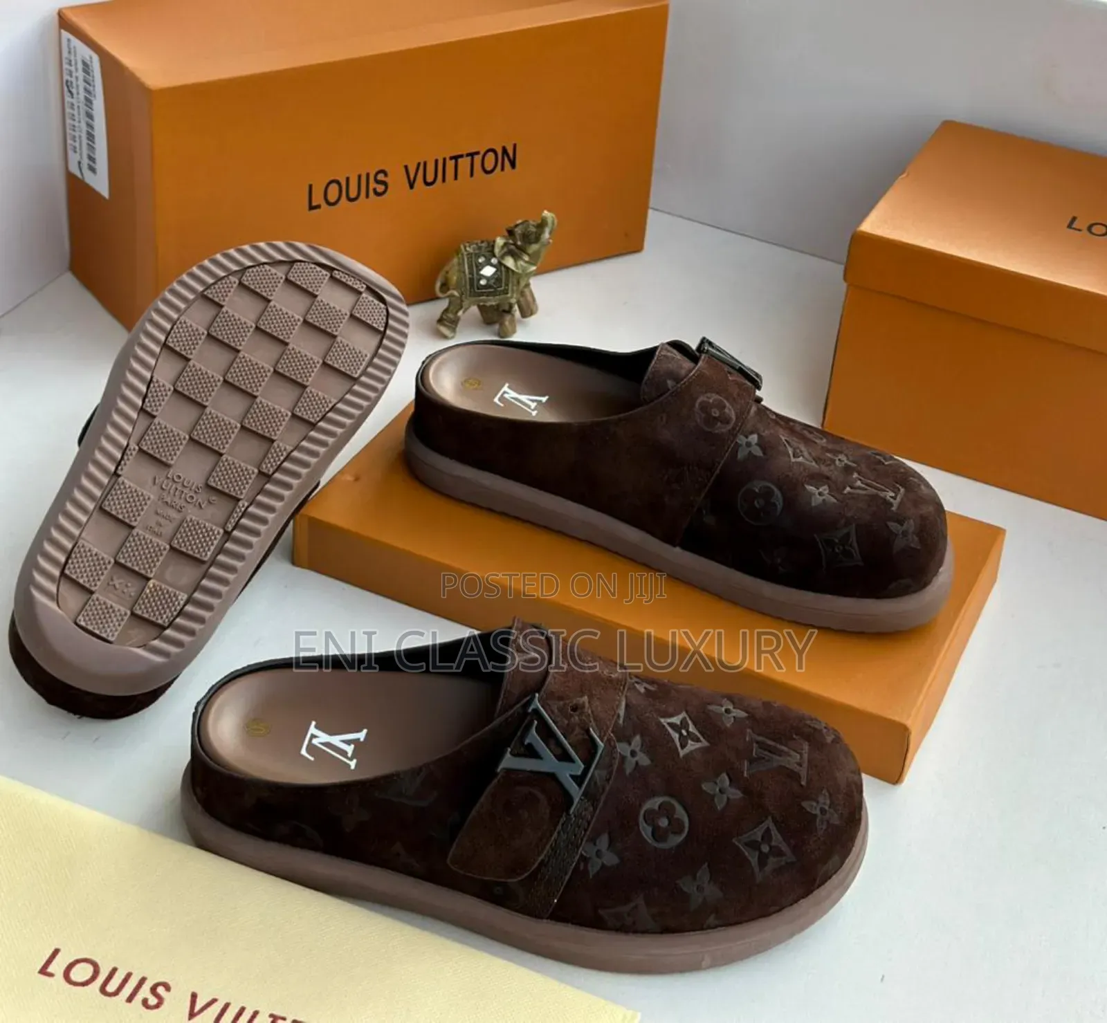 Pure Quality Luxury Men's Slippers Louis Vuitton Well Banded Package