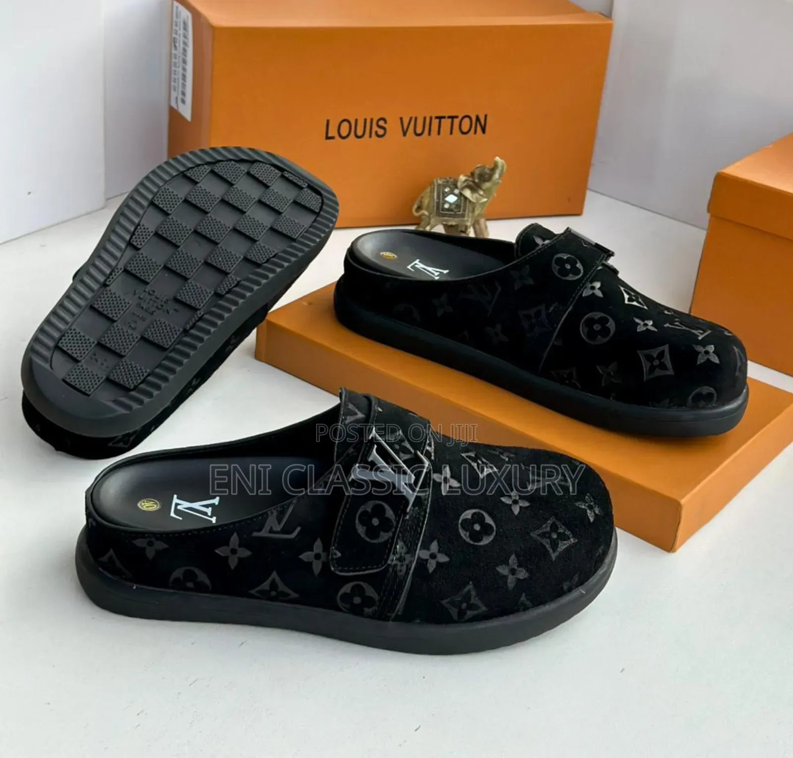Pure Quality Luxury Men's Slippers Louis Vuitton Well Banded Package