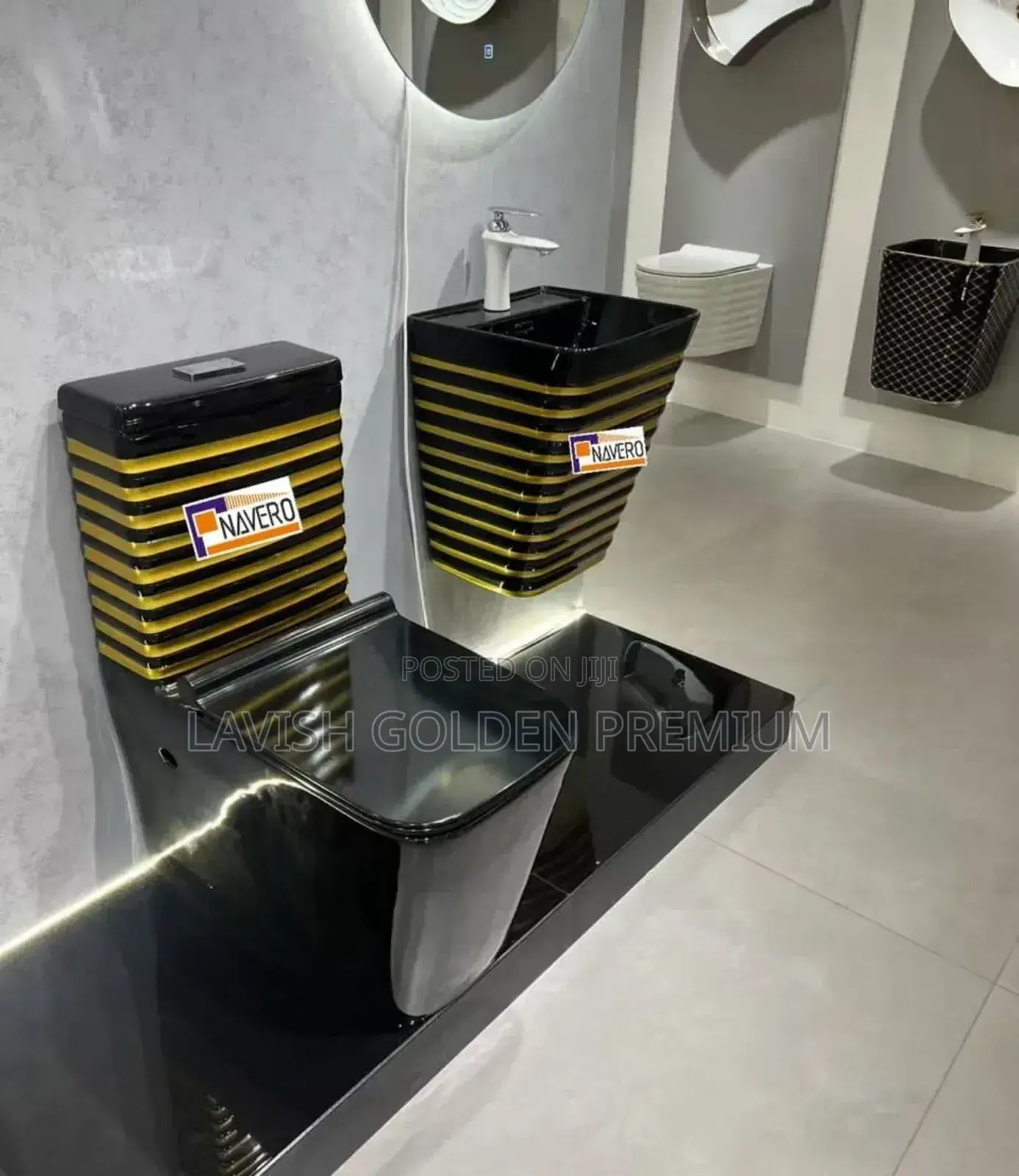 Zibra Black-Golden Super Executive Water Closet Toilet Wc