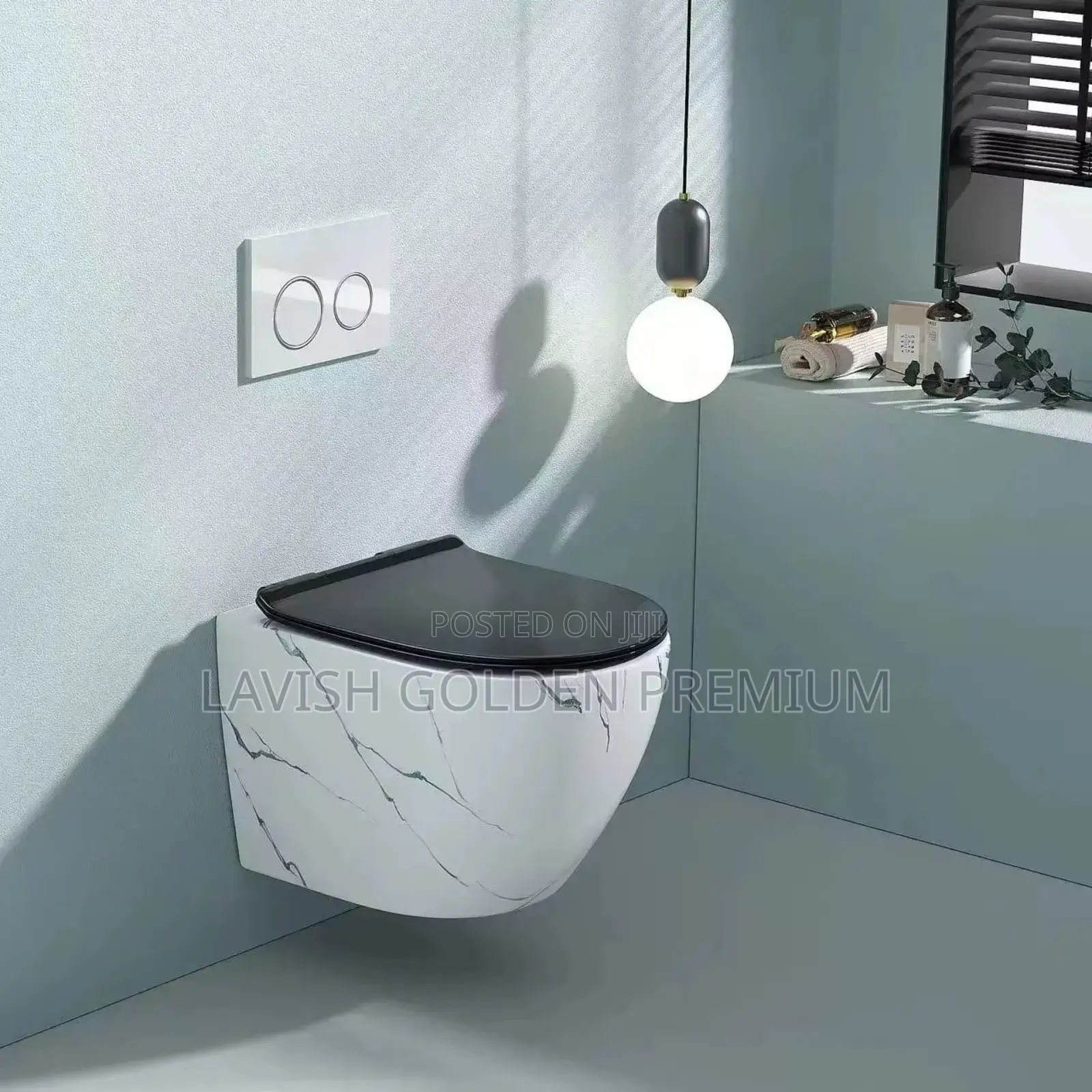 White Marble Wall-Hung Concealed Toilet