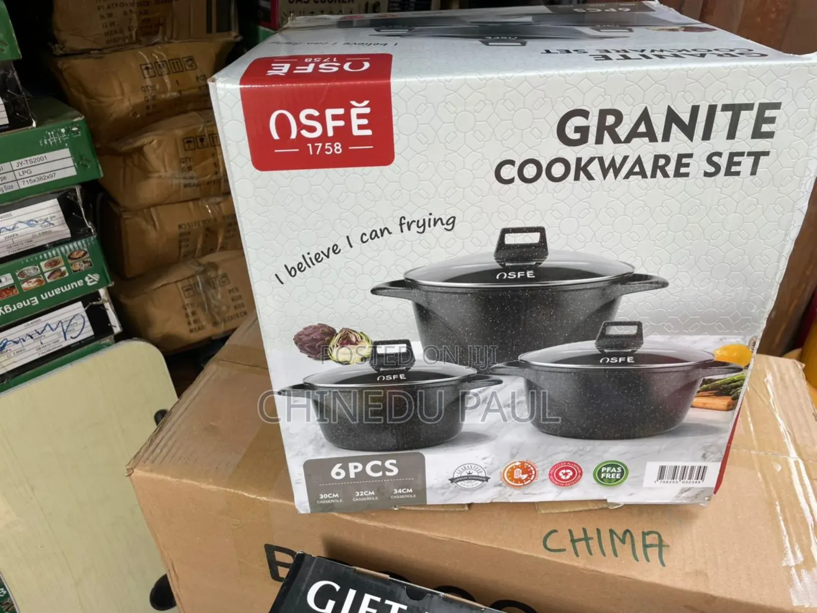 6-PCS Osfe Family Size Granite Cookware Set/Pot