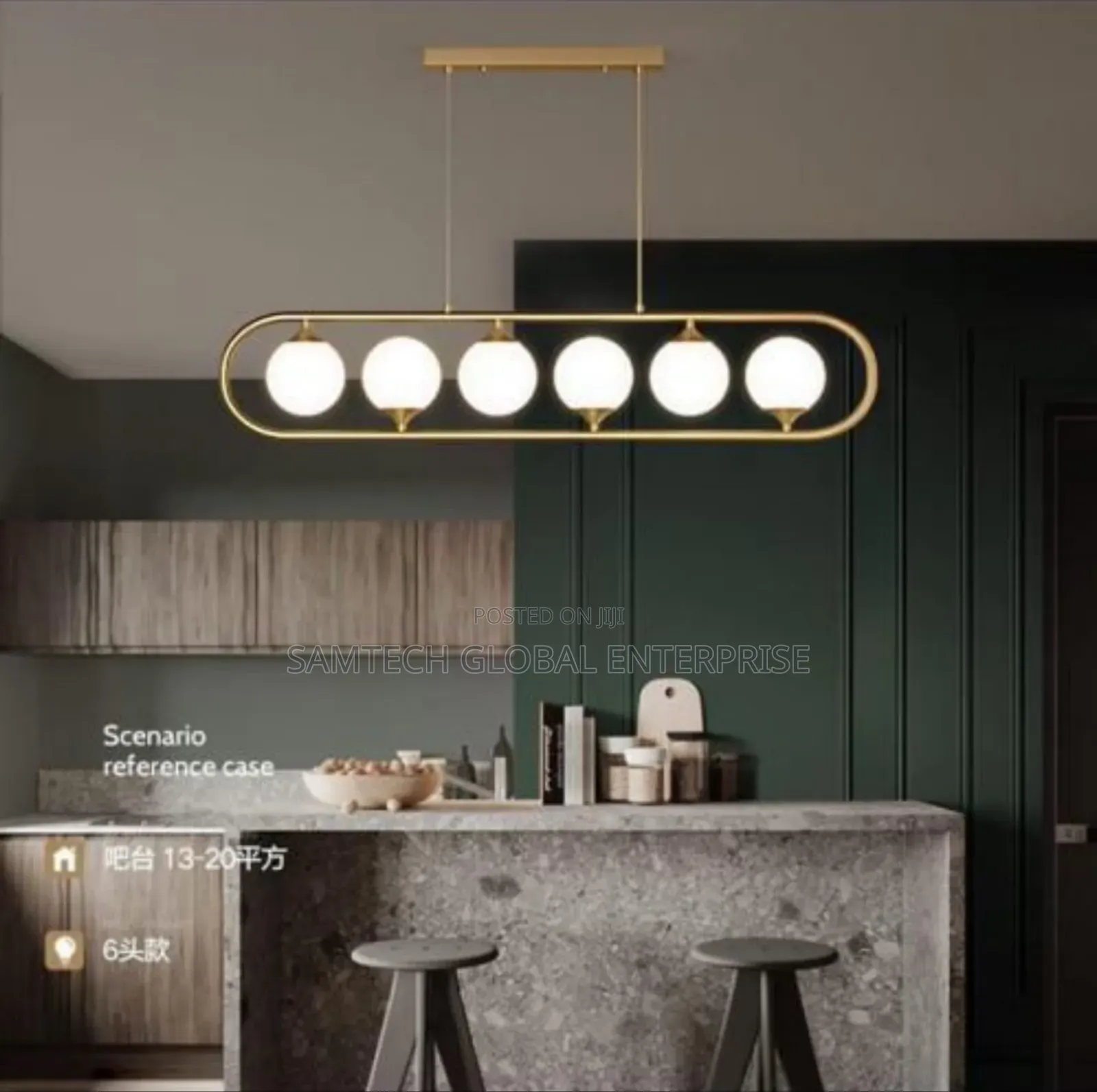 Modern 6-Light Pendant Chandelier – Luxury Glass Globe Hanging Light