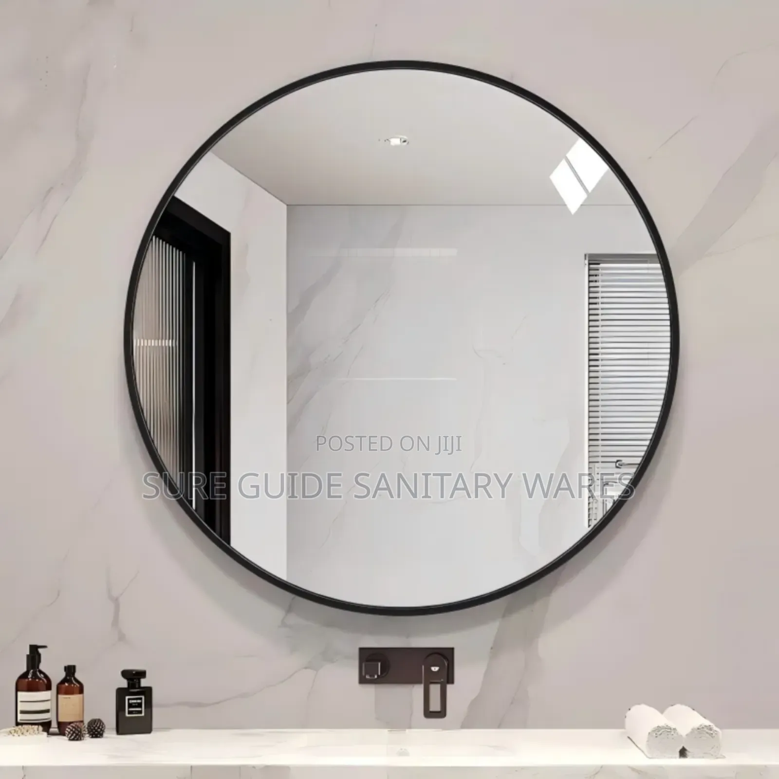 70x70 Black Frame Simple Mirror