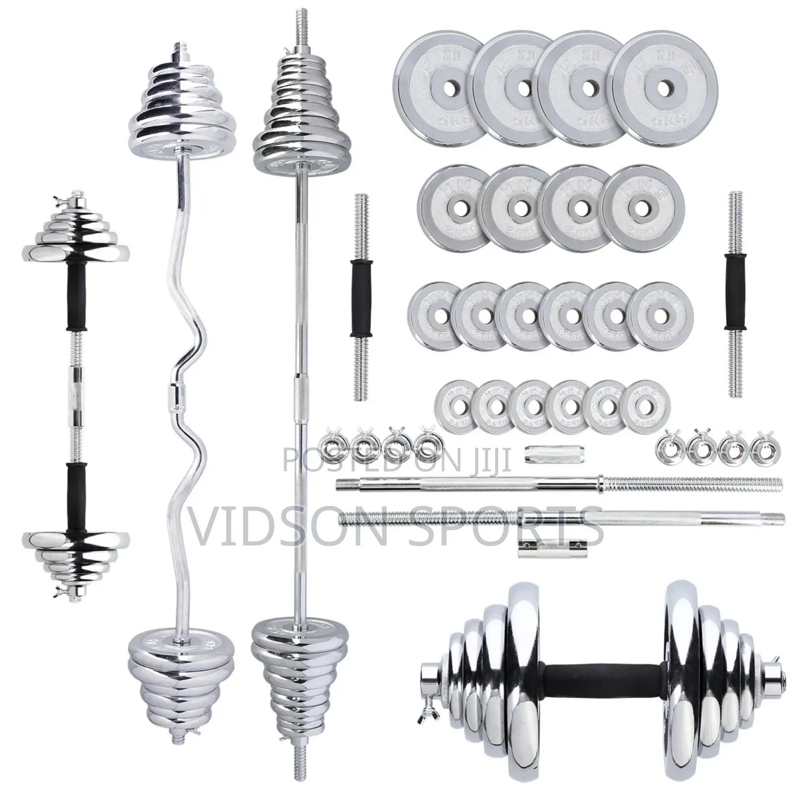 Weight Bench With Arm Curl and 55kg Dumbbell Chrome Weight