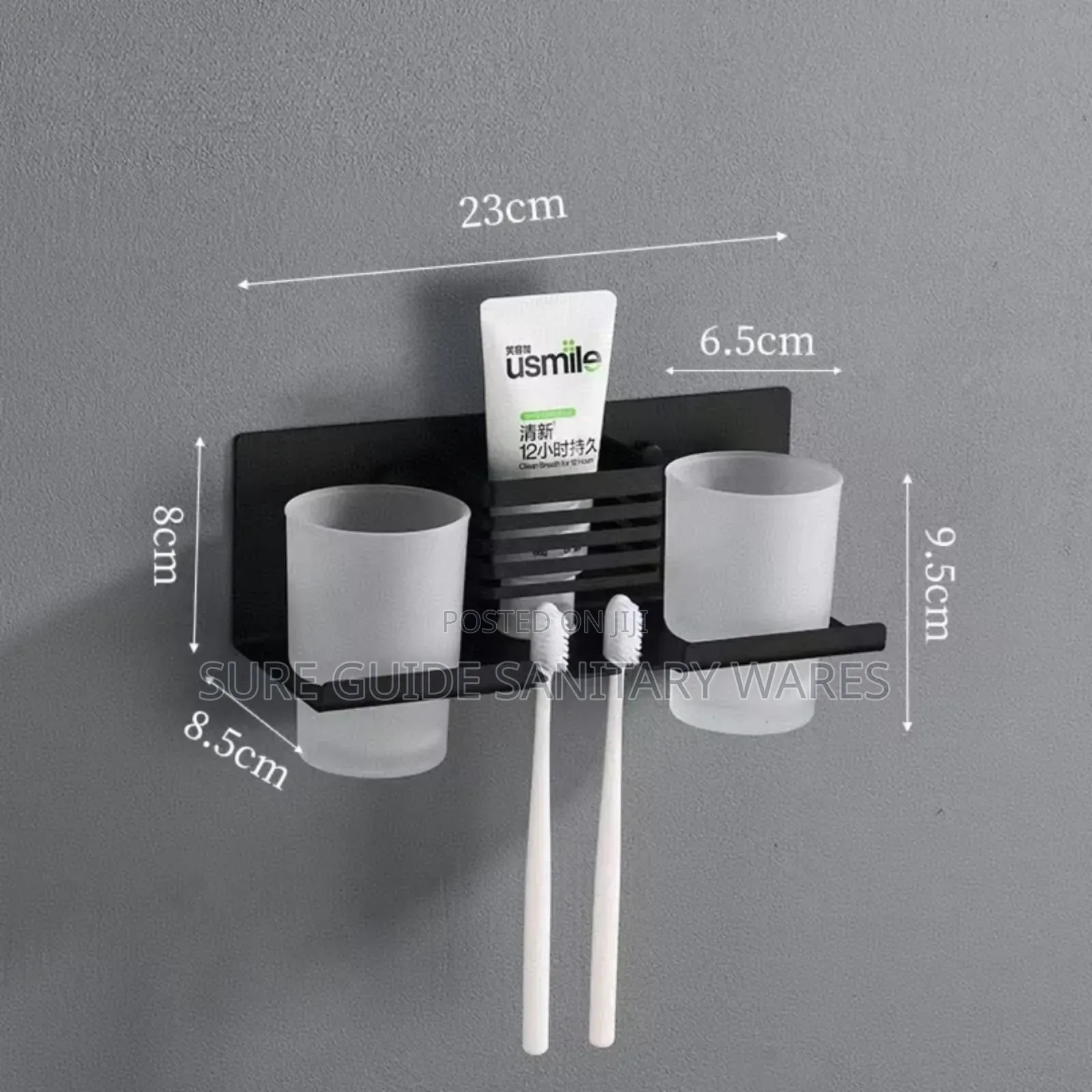 Black Wall Mounted Toothbrush Cup Holder
