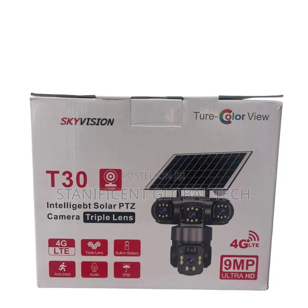 Skyvision 9mp 4g True Triple Lens Solar Ptz Big Outdoor Camera (V380)
