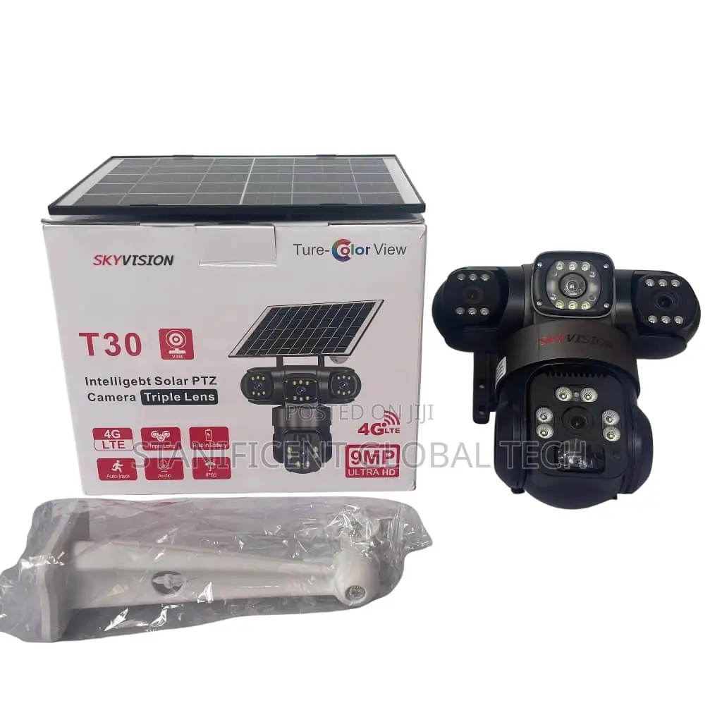 Skyvision 9mp 4g True Triple Lens Solar Ptz Big Outdoor Camera (V380)