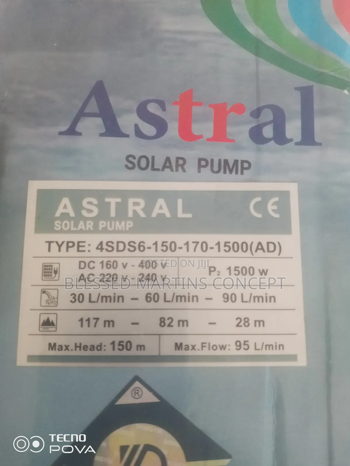 2hp Ac/Dc Submersible Pump.150 Meters.Brand: Astral.100% Copper